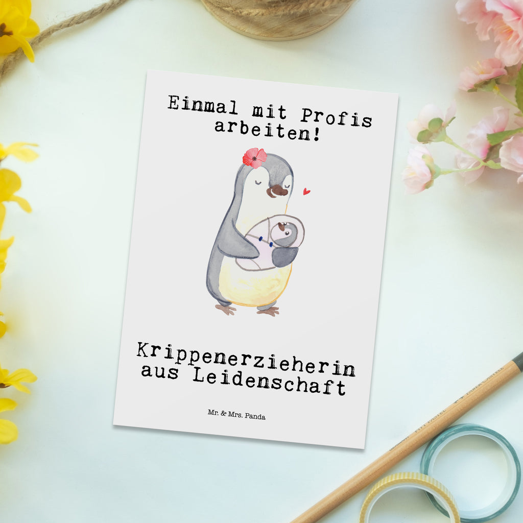 Postkarte Krippenerzieherin aus Leidenschaft Geschenkkarte, Grußkarte, Karte, Einladung, Ansichtskarte, Geburtstagskarte, Einladungskarte, Dankeskarte, Beruf, Ausbildung, Jubiläum, Abschied, Rente, Kollege, Kollegin, Geschenk, Schenken, Arbeitskollege, Mitarbeiter, Firma, Danke, Dankeschön, Krippenerzieherin, Kindertagesstätte, KITA, Eröffnung, Erzieherin, Pädagogin