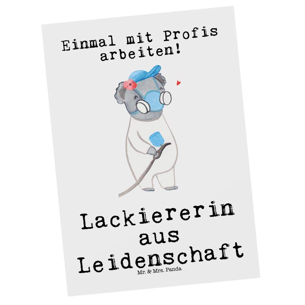 Postkarte Lackiererin aus Leidenschaft Geschenkkarte, Grußkarte, Karte, Einladung, Ansichtskarte, Geburtstagskarte, Einladungskarte, Dankeskarte, Beruf, Ausbildung, Jubiläum, Abschied, Rente, Kollege, Kollegin, Geschenk, Schenken, Arbeitskollege, Mitarbeiter, Firma, Danke, Dankeschön, Lackiererin, Lackierermeisterin, Werkstatt Lackiererin, Gesellenprüfung