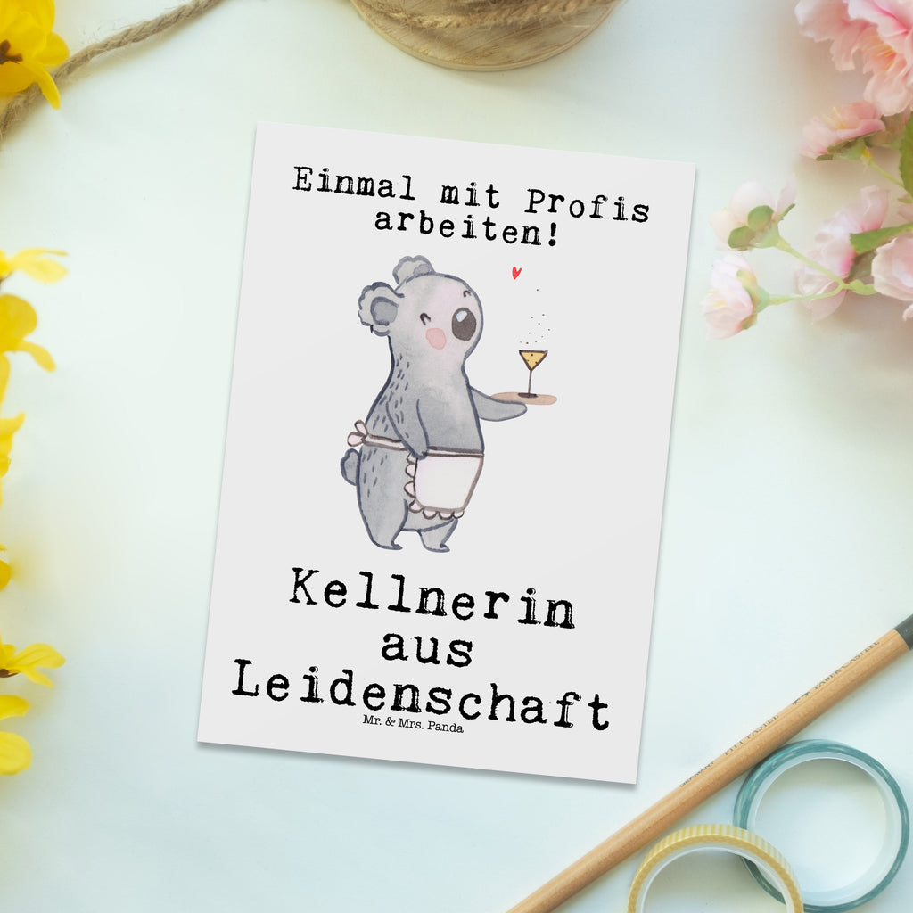 Postkarte Kellnerin aus Leidenschaft Geschenkkarte, Grußkarte, Karte, Einladung, Ansichtskarte, Geburtstagskarte, Einladungskarte, Dankeskarte, Beruf, Ausbildung, Jubiläum, Abschied, Rente, Kollege, Kollegin, Geschenk, Schenken, Arbeitskollege, Mitarbeiter, Firma, Danke, Dankeschön, Kellnerin, Servicekraft, Restaurant