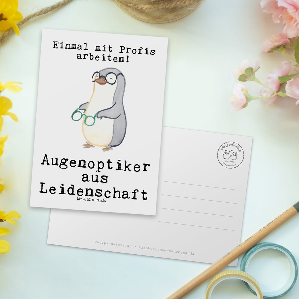Postkarte Augenoptiker aus Leidenschaft Geschenkkarte, Grußkarte, Karte, Einladung, Ansichtskarte, Geburtstagskarte, Einladungskarte, Beruf, Ausbildung, Jubiläum, Abschied, Rente, Kollege, Kollegin, Geschenk, Schenken, Arbeitskollege, Mitarbeiter, Firma, Danke, Dankeschön, Augenoptiker, Optiker, Augenarzt, Optometrist, Brillenverkäufer, Brillengeschäft, Eröffnung