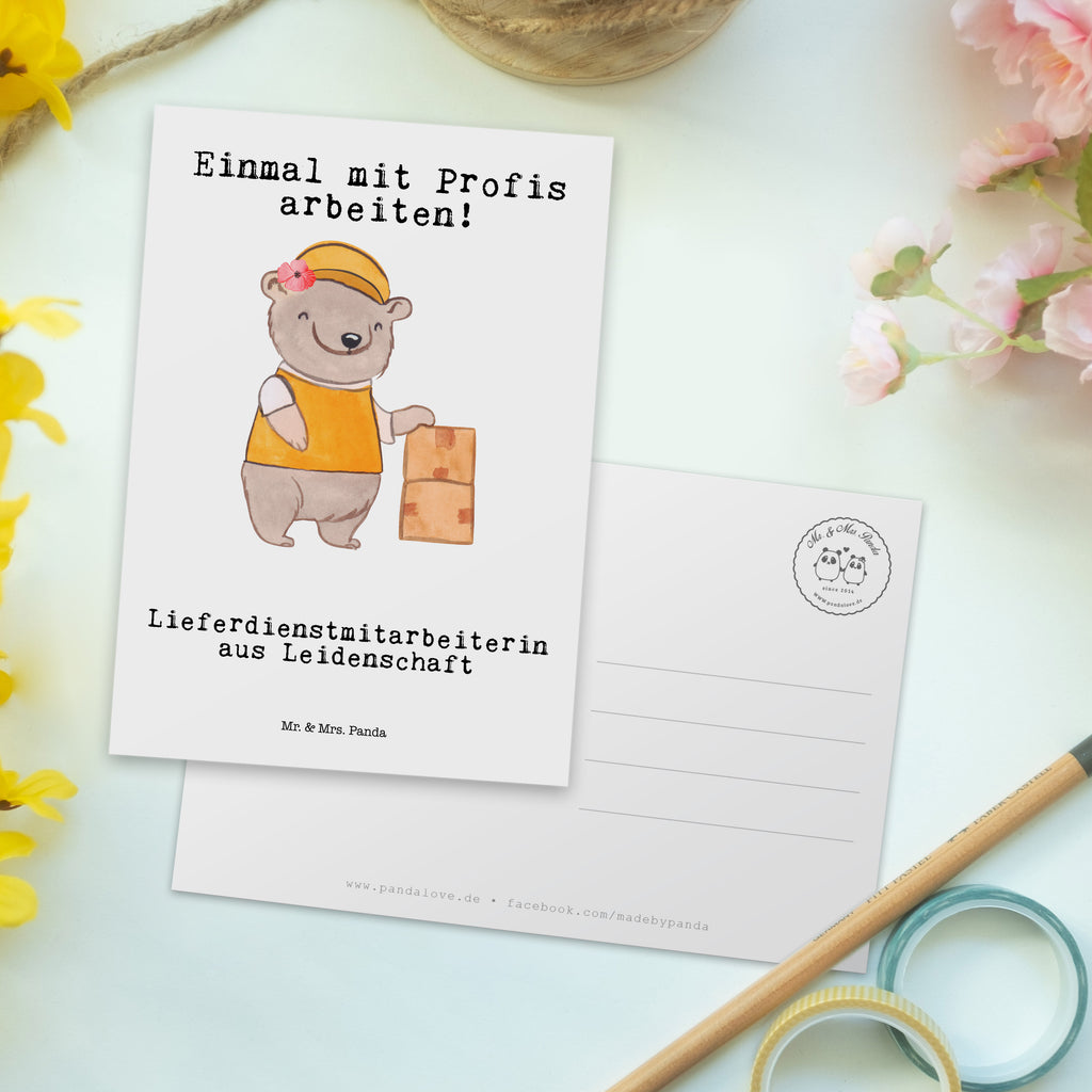 Postkarte Lieferdienstmitarbeiterin aus Leidenschaft Geschenkkarte, Grußkarte, Karte, Einladung, Ansichtskarte, Geburtstagskarte, Einladungskarte, Beruf, Ausbildung, Jubiläum, Abschied, Rente, Kollege, Kollegin, Geschenk, Schenken, Arbeitskollege, Mitarbeiter, Firma, Danke, Dankeschön, Lieferdienstmitarbeiterin, Pizzabäckerin, Pizzabotin, Pizzabringdienst, Lieferbringdienst