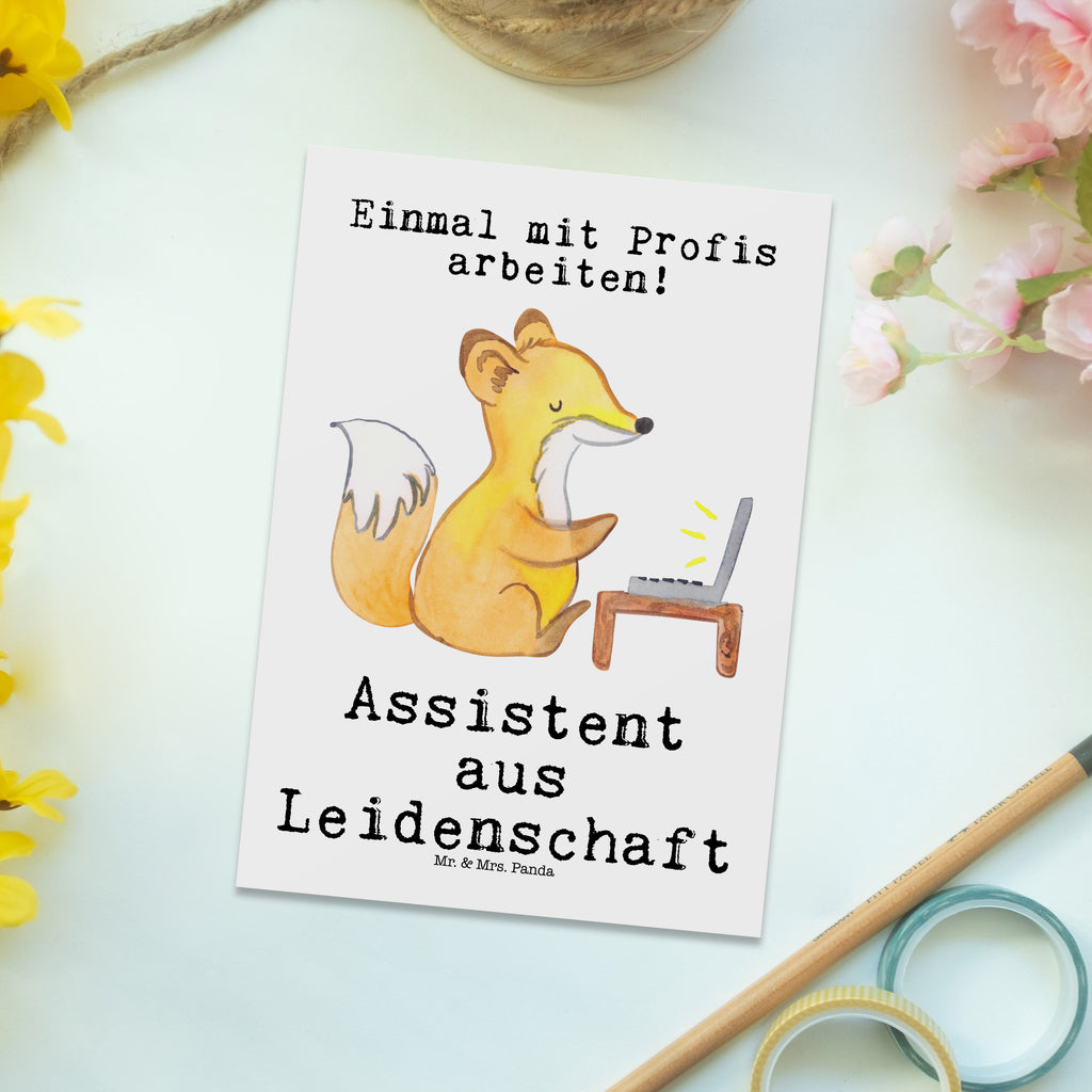 Postkarte Assistent aus Leidenschaft Geschenkkarte, Grußkarte, Karte, Einladung, Ansichtskarte, Geburtstagskarte, Einladungskarte, Dankeskarte, Beruf, Ausbildung, Jubiläum, Abschied, Rente, Kollege, Kollegin, Geschenk, Schenken, Arbeitskollege, Mitarbeiter, Firma, Danke, Dankeschön