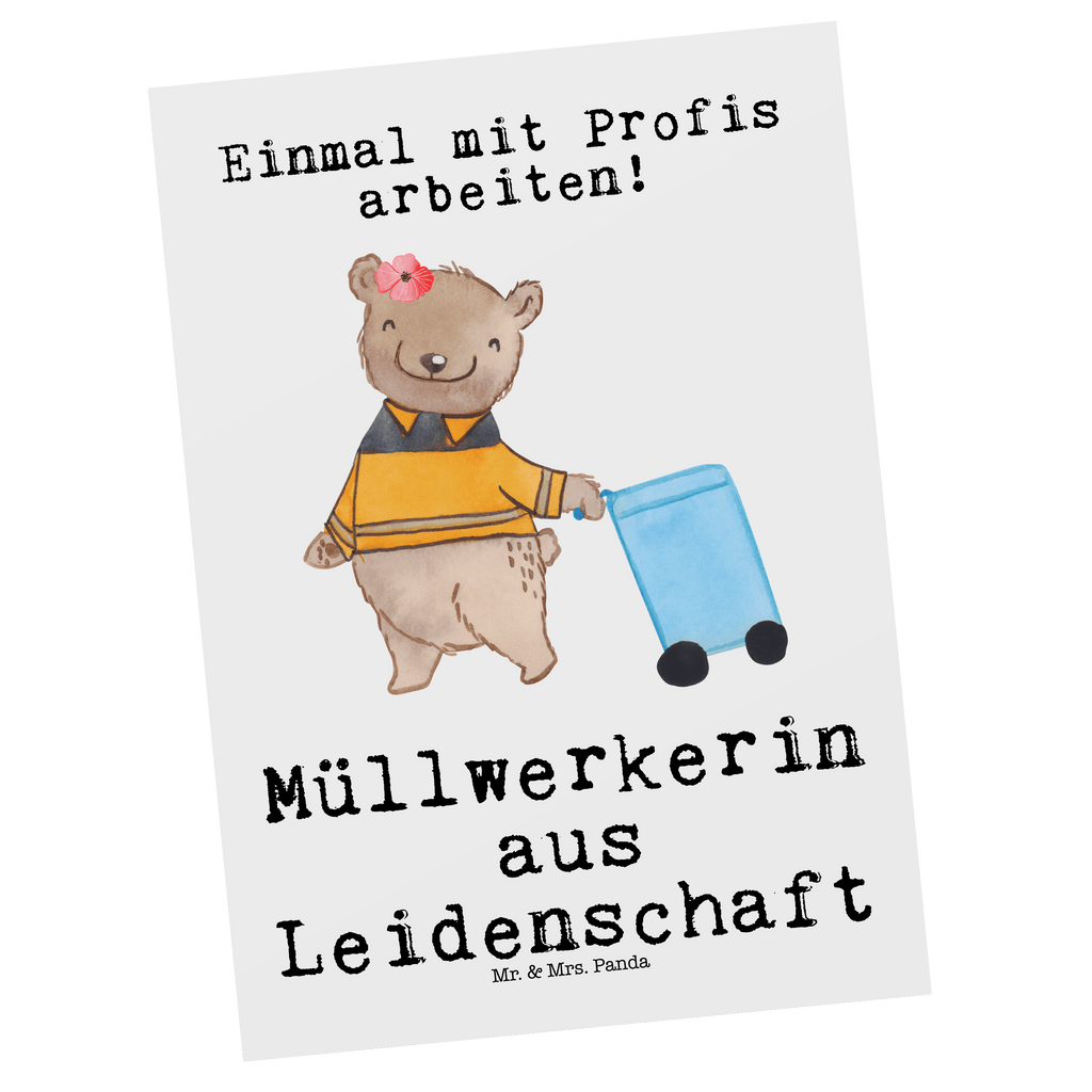 Postkarte Müllwerkerin aus Leidenschaft Geschenkkarte, Grußkarte, Karte, Einladung, Ansichtskarte, Geburtstagskarte, Einladungskarte, Dankeskarte, Beruf, Ausbildung, Jubiläum, Abschied, Rente, Kollege, Kollegin, Geschenk, Schenken, Arbeitskollege, Mitarbeiter, Firma, Danke, Dankeschön, Müllwerkerin, Fachkraft Kreislauf- und Abfallwirtschaft, Müllentsorgerin, Kehrichtfrau, Müllfrau, Müllfahreriin