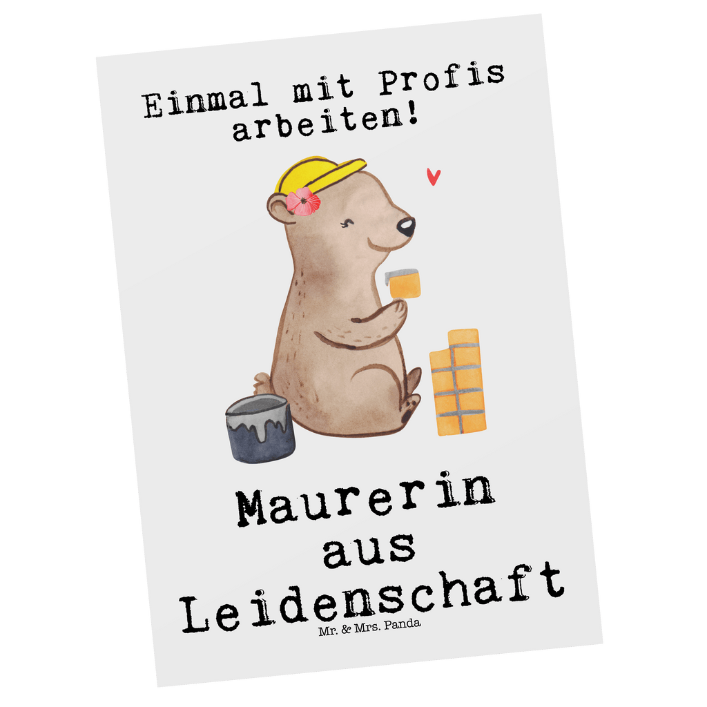 Postkarte Maurerin aus Leidenschaft Geschenkkarte, Grußkarte, Karte, Einladung, Ansichtskarte, Geburtstagskarte, Einladungskarte, Dankeskarte, Beruf, Ausbildung, Jubiläum, Abschied, Rente, Kollege, Kollegin, Geschenk, Schenken, Arbeitskollege, Mitarbeiter, Firma, Danke, Dankeschön, Maurerin, Maurermeisterin, Gesellenprüfung, Handwerkerin, Maurerbetrieb