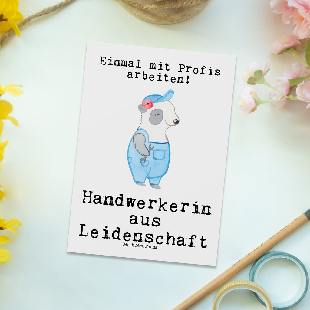 Postkarte Handwerkerin aus Leidenschaft Geschenkkarte, Grußkarte, Karte, Einladung, Ansichtskarte, Geburtstagskarte, Einladungskarte, Beruf, Ausbildung, Jubiläum, Abschied, Rente, Kollege, Kollegin, Geschenk, Schenken, Arbeitskollege, Mitarbeiter, Firma, Danke, Dankeschön, Handwerkerin, Gesellenprüfung, Handwerksbetrieb, Werkstatt