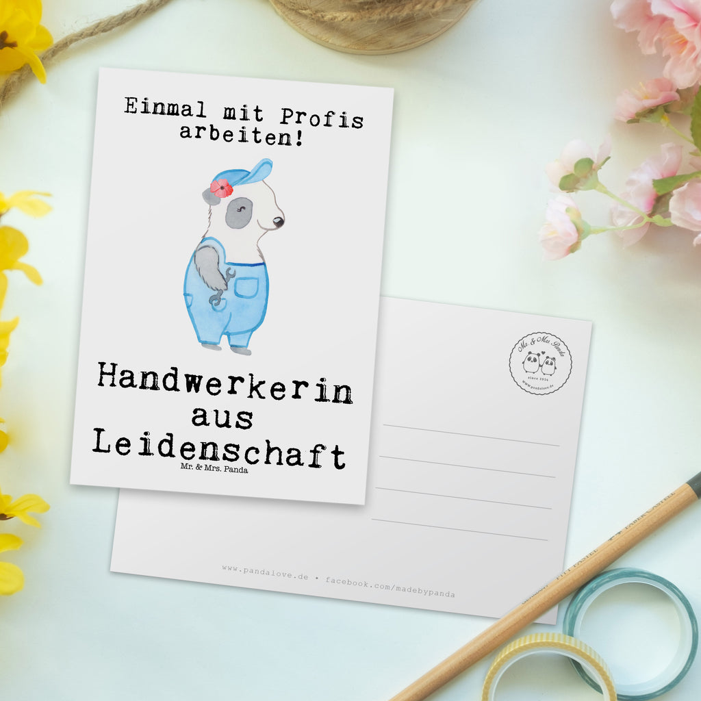 Postkarte Handwerkerin aus Leidenschaft Geschenkkarte, Grußkarte, Karte, Einladung, Ansichtskarte, Geburtstagskarte, Einladungskarte, Beruf, Ausbildung, Jubiläum, Abschied, Rente, Kollege, Kollegin, Geschenk, Schenken, Arbeitskollege, Mitarbeiter, Firma, Danke, Dankeschön, Handwerkerin, Gesellenprüfung, Handwerksbetrieb, Werkstatt