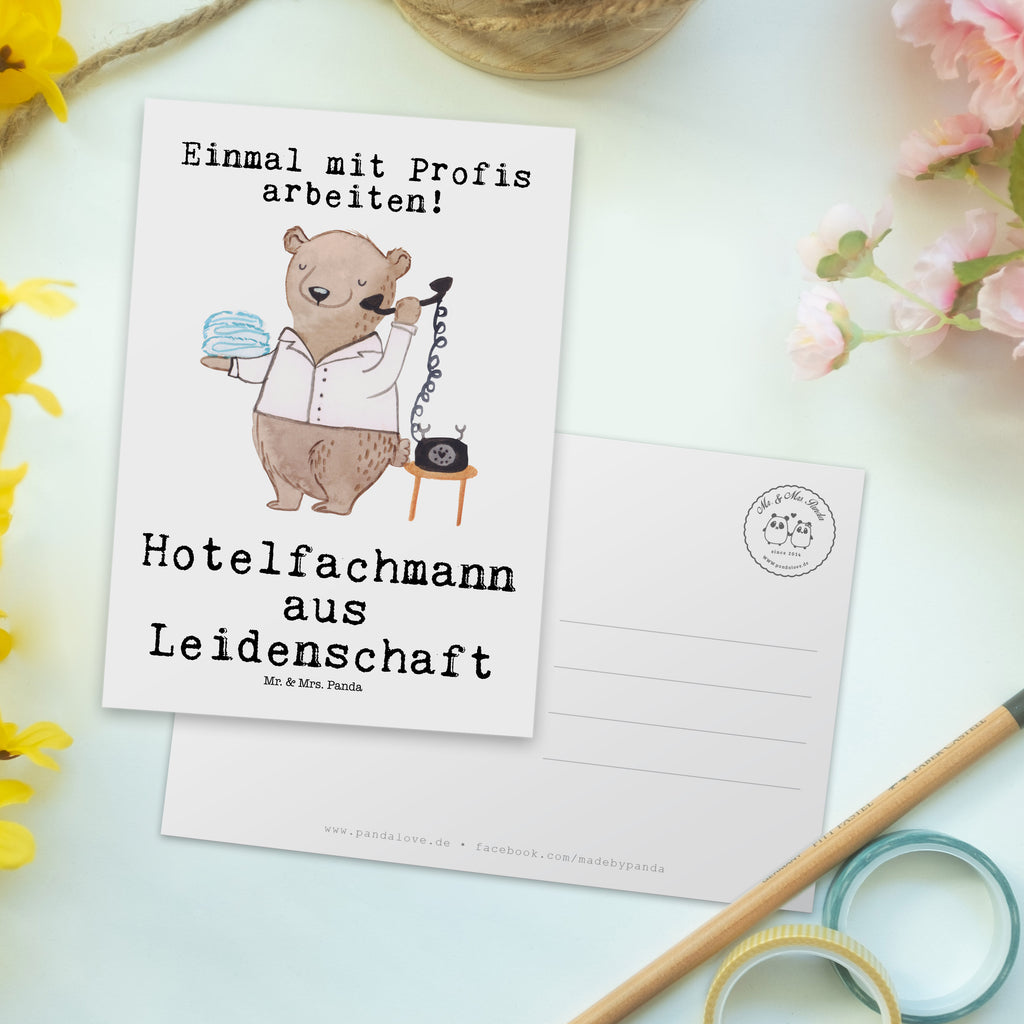 Postkarte Hotelfachmann aus Leidenschaft Geschenkkarte, Grußkarte, Karte, Einladung, Ansichtskarte, Geburtstagskarte, Einladungskarte, Beruf, Ausbildung, Jubiläum, Abschied, Rente, Kollege, Kollegin, Geschenk, Schenken, Arbeitskollege, Mitarbeiter, Firma, Danke, Dankeschön, Hotelfachmann, Hotelkaufmann, Hotelfachangestellter, Hotelier, Hoteleröffnung