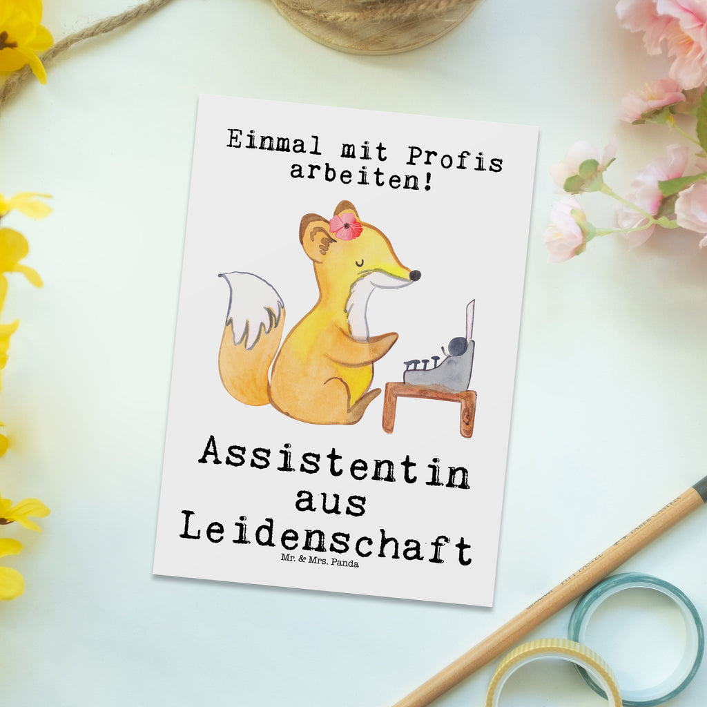 Postkarte Assistentin aus Leidenschaft Geschenkkarte, Grußkarte, Karte, Einladung, Ansichtskarte, Geburtstagskarte, Einladungskarte, Dankeskarte, Beruf, Ausbildung, Jubiläum, Abschied, Rente, Kollege, Kollegin, Geschenk, Schenken, Arbeitskollege, Mitarbeiter, Firma, Danke, Dankeschön