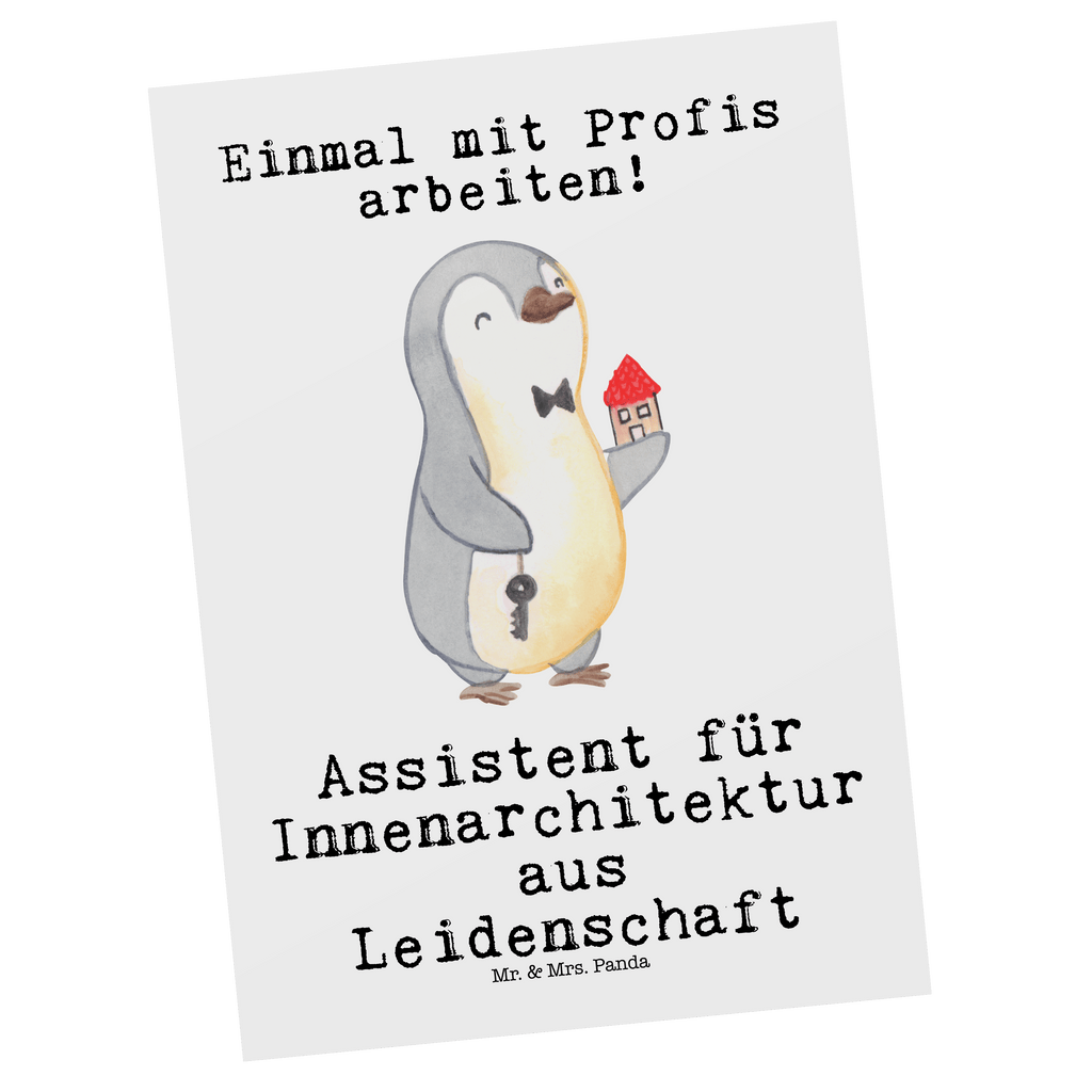 Postkarte Assistent für Innenarchitektur aus Leidenschaft Geschenkkarte, Grußkarte, Karte, Einladung, Ansichtskarte, Geburtstagskarte, Einladungskarte, Beruf, Ausbildung, Jubiläum, Abschied, Rente, Kollege, Kollegin, Geschenk, Schenken, Arbeitskollege, Mitarbeiter, Firma, Danke, Dankeschön