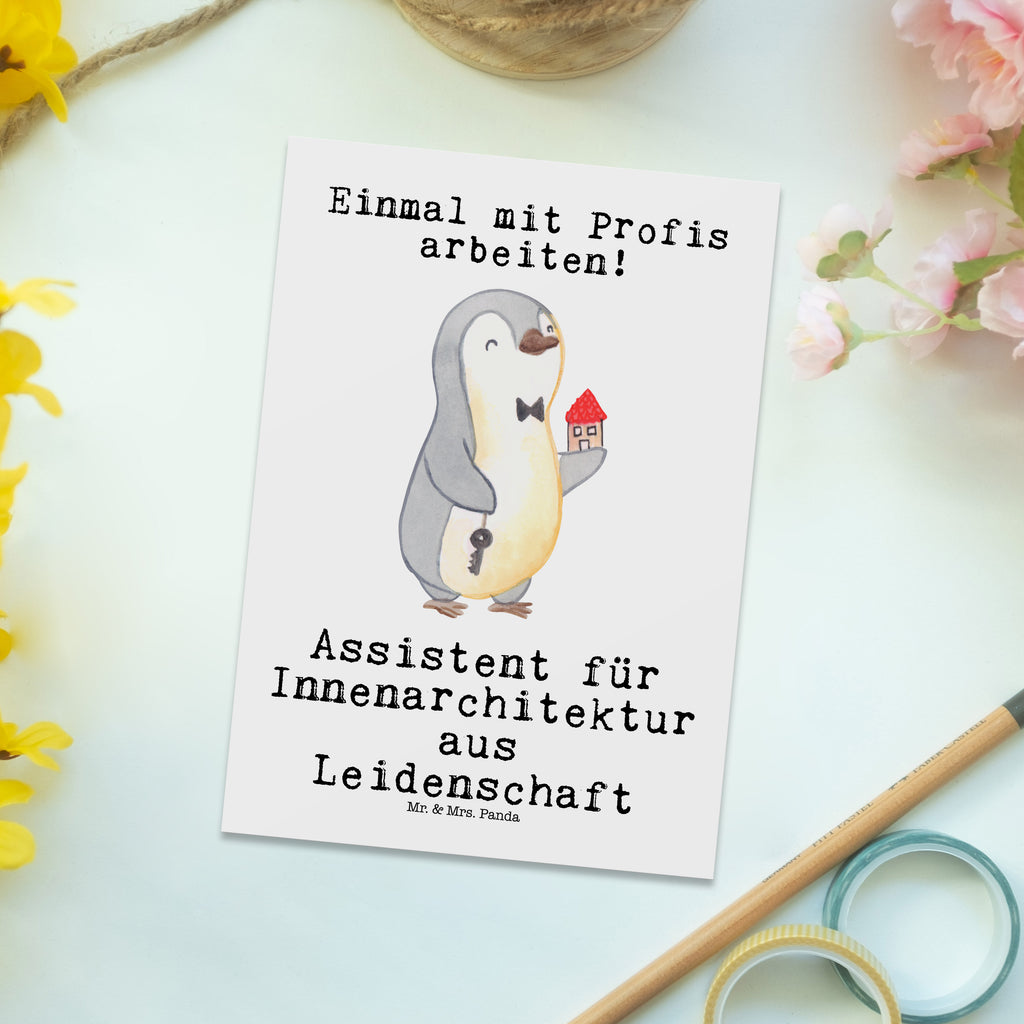 Postkarte Assistent für Innenarchitektur aus Leidenschaft Geschenkkarte, Grußkarte, Karte, Einladung, Ansichtskarte, Geburtstagskarte, Einladungskarte, Beruf, Ausbildung, Jubiläum, Abschied, Rente, Kollege, Kollegin, Geschenk, Schenken, Arbeitskollege, Mitarbeiter, Firma, Danke, Dankeschön