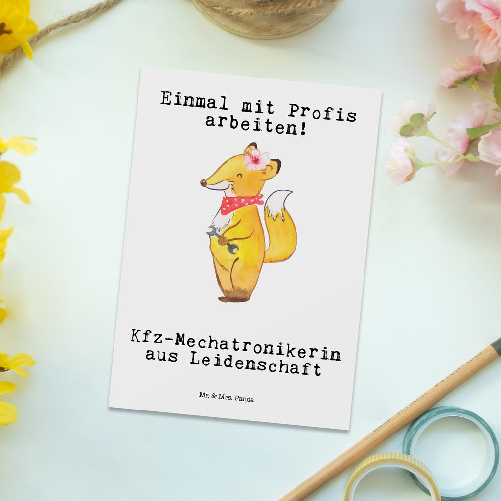 Postkarte Kfz-Mechatronikerin aus Leidenschaft Geschenkkarte, Grußkarte, Karte, Einladung, Ansichtskarte, Geburtstagskarte, Einladungskarte, Beruf, Ausbildung, Jubiläum, Abschied, Rente, Kollege, Kollegin, Geschenk, Schenken, Arbeitskollege, Mitarbeiter, Firma, Danke, Dankeschön, Kfz-Mechatronikerin, Kraftfahrzeugmechanikerin, Meisterin, Gesellenprüfung