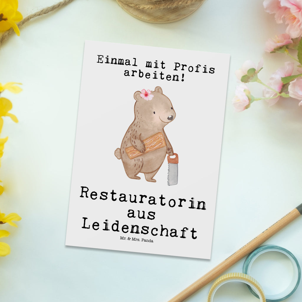 Postkarte Restauratorin aus Leidenschaft Geschenkkarte, Grußkarte, Karte, Einladung, Ansichtskarte, Geburtstagskarte, Einladungskarte, Beruf, Ausbildung, Jubiläum, Abschied, Rente, Kollege, Kollegin, Geschenk, Schenken, Arbeitskollege, Mitarbeiter, Firma, Danke, Dankeschön