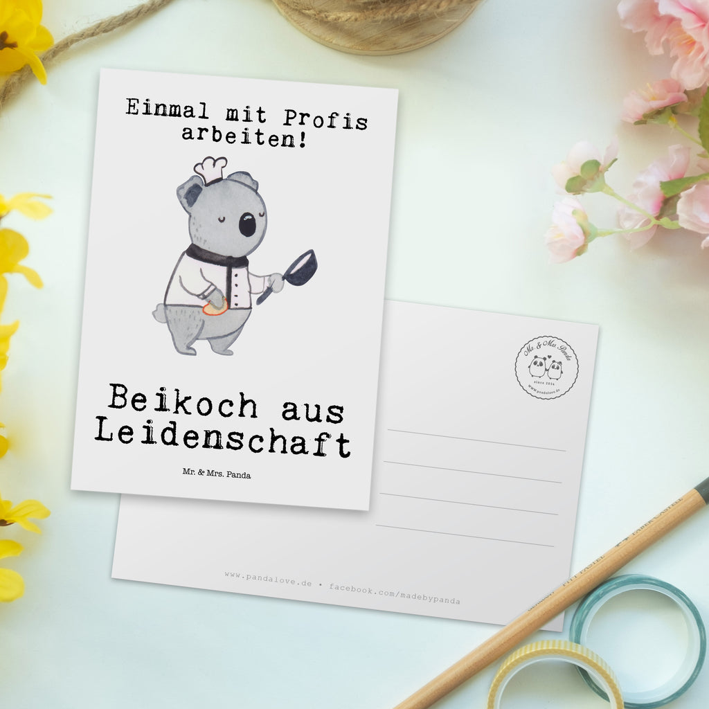Postkarte Beikoch aus Leidenschaft Geschenkkarte, Grußkarte, Karte, Einladung, Ansichtskarte, Geburtstagskarte, Einladungskarte, Dankeskarte, Beruf, Ausbildung, Jubiläum, Abschied, Rente, Kollege, Kollegin, Geschenk, Schenken, Arbeitskollege, Mitarbeiter, Firma, Danke, Dankeschön, Beikoch, Spülhilfe, Hilfskoch, Jungkoch, Küchenhilfe, Gastronomie, Restaurant, Koch