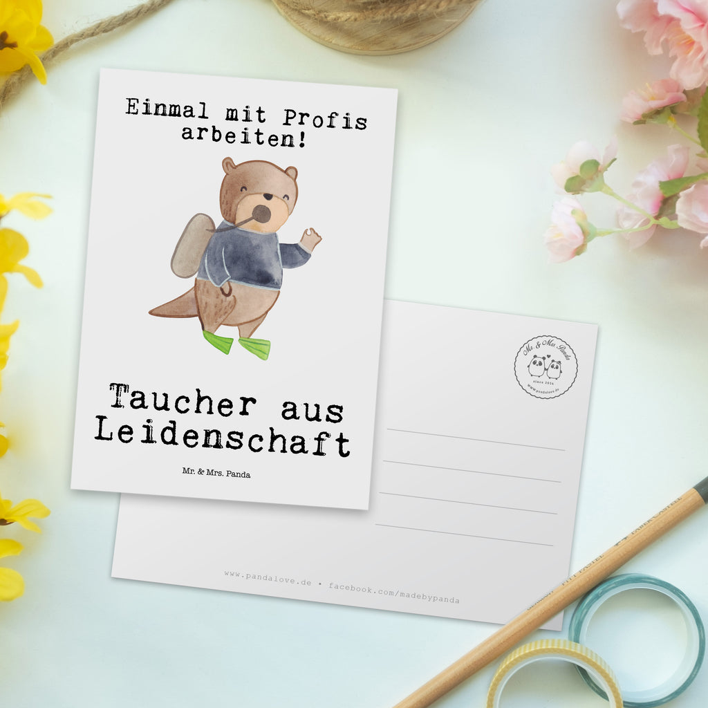 Postkarte Taucher aus Leidenschaft Geschenkkarte, Grußkarte, Karte, Einladung, Ansichtskarte, Geburtstagskarte, Einladungskarte, Dankeskarte, Beruf, Ausbildung, Jubiläum, Abschied, Rente, Kollege, Kollegin, Geschenk, Schenken, Arbeitskollege, Mitarbeiter, Firma, Danke, Dankeschön