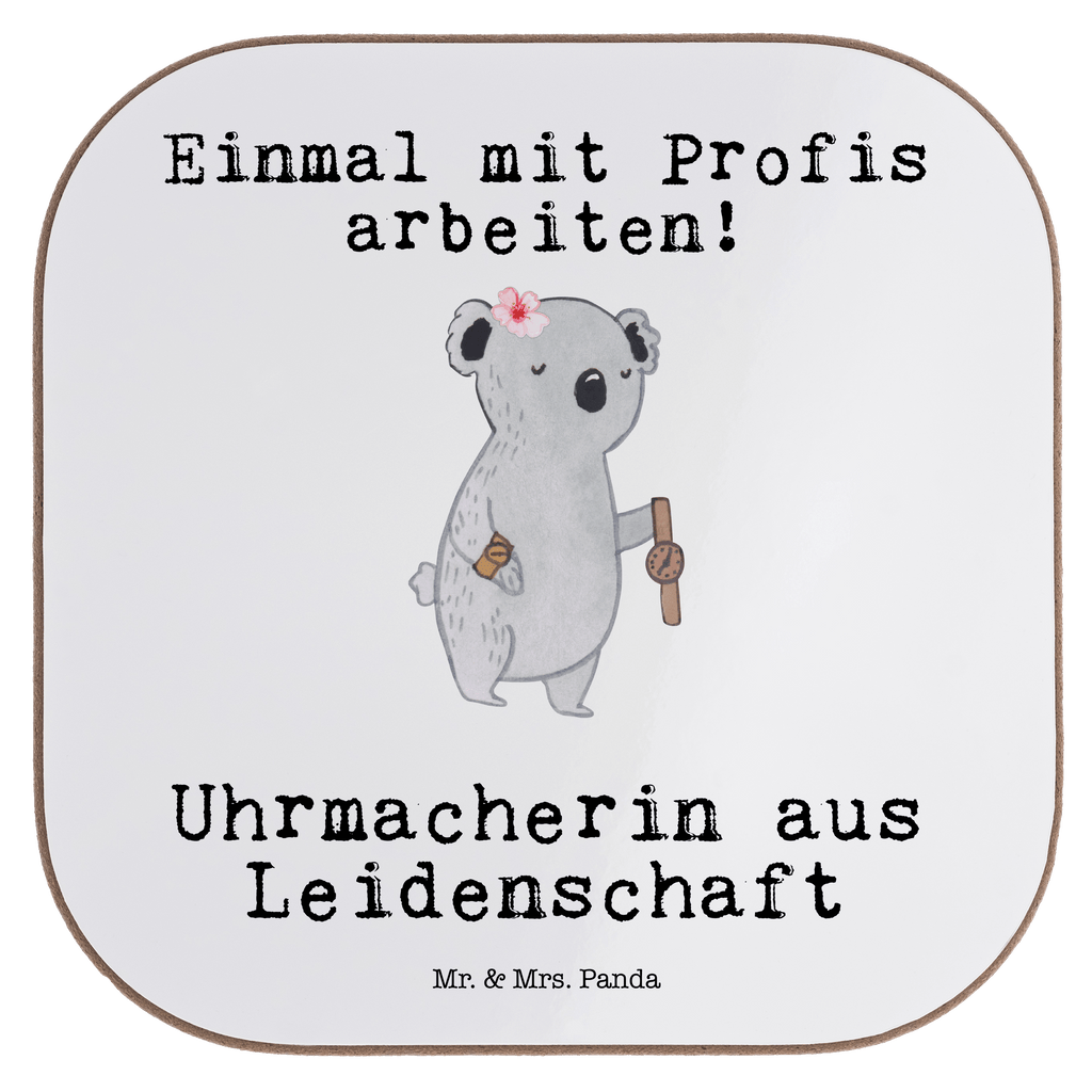 Quadratische Untersetzer Uhrmacherin aus Leidenschaft Bierdeckel, Glasuntersetzer, Untersetzer Gläser, Getränkeuntersetzer, Beruf, Ausbildung, Jubiläum, Abschied, Rente, Kollege, Kollegin, Geschenk, Schenken, Arbeitskollege, Mitarbeiter, Firma, Danke, Dankeschön