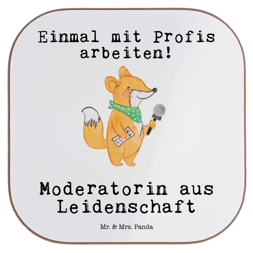 Quadratische Untersetzer Moderatorin aus Leidenschaft Bierdeckel, Glasuntersetzer, Untersetzer Gläser, Getränkeuntersetzer, Beruf, Ausbildung, Jubiläum, Abschied, Rente, Kollege, Kollegin, Geschenk, Schenken, Arbeitskollege, Mitarbeiter, Firma, Danke, Dankeschön