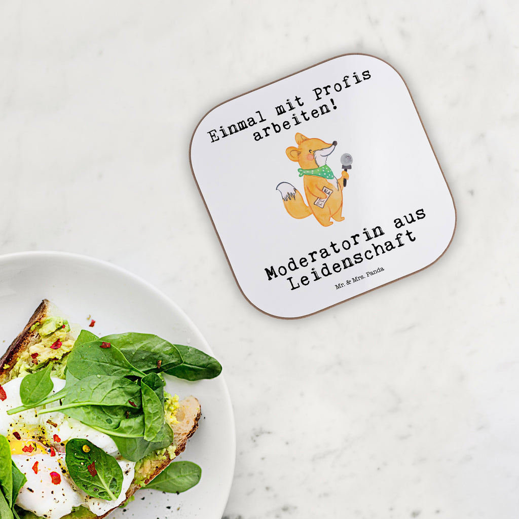 Quadratische Untersetzer Moderatorin aus Leidenschaft Bierdeckel, Glasuntersetzer, Untersetzer Gläser, Getränkeuntersetzer, Beruf, Ausbildung, Jubiläum, Abschied, Rente, Kollege, Kollegin, Geschenk, Schenken, Arbeitskollege, Mitarbeiter, Firma, Danke, Dankeschön