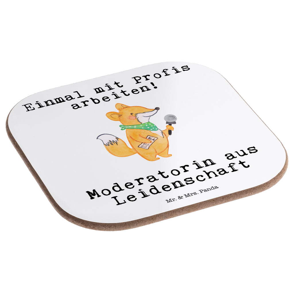 Quadratische Untersetzer Moderatorin aus Leidenschaft Bierdeckel, Glasuntersetzer, Untersetzer Gläser, Getränkeuntersetzer, Beruf, Ausbildung, Jubiläum, Abschied, Rente, Kollege, Kollegin, Geschenk, Schenken, Arbeitskollege, Mitarbeiter, Firma, Danke, Dankeschön