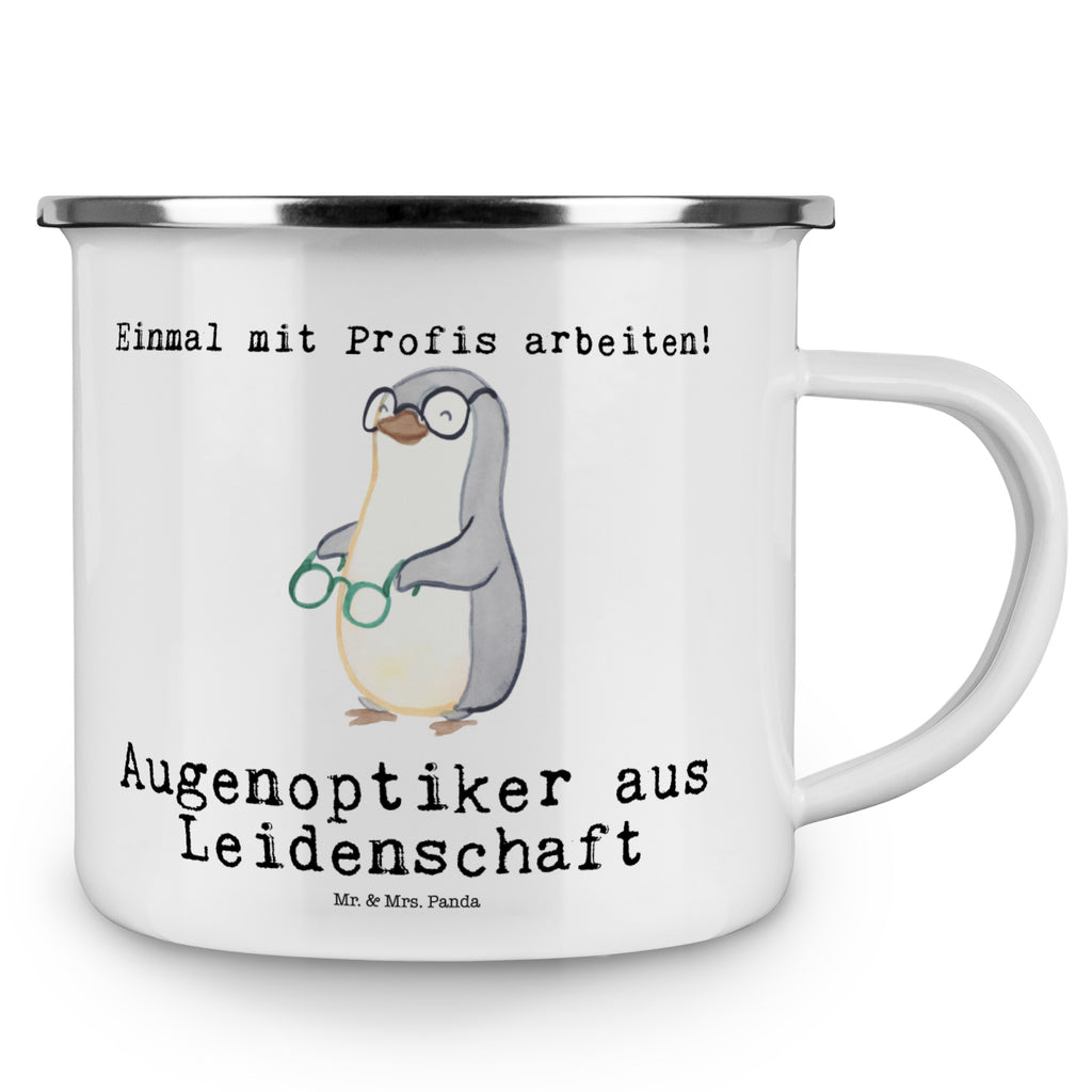 Camping Emaille Tasse Augenoptiker aus Leidenschaft Campingtasse, Trinkbecher, Metalltasse, Outdoor Tasse, Emaille Trinkbecher, Blechtasse Outdoor, Emaille Campingbecher, Edelstahl Trinkbecher, Metalltasse für Camping, Kaffee Blechtasse, Camping Tasse Metall, Beruf, Ausbildung, Jubiläum, Abschied, Rente, Kollege, Kollegin, Geschenk, Schenken, Arbeitskollege, Mitarbeiter, Firma, Danke, Dankeschön, Augenoptiker, Optiker, Augenarzt, Optometrist, Brillenverkäufer, Brillengeschäft, Eröffnung