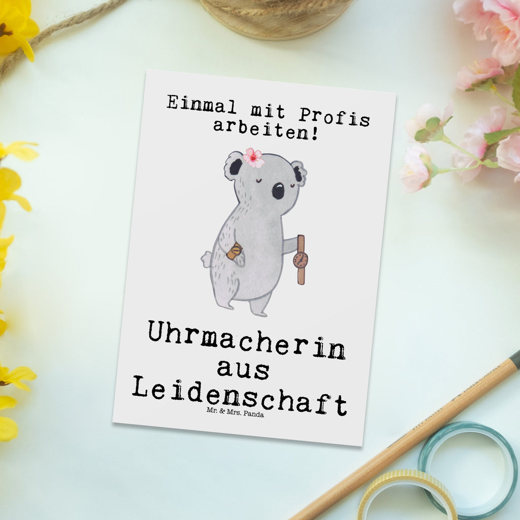 Postkarte Uhrmacherin aus Leidenschaft Geschenkkarte, Grußkarte, Karte, Einladung, Ansichtskarte, Geburtstagskarte, Einladungskarte, Dankeskarte, Beruf, Ausbildung, Jubiläum, Abschied, Rente, Kollege, Kollegin, Geschenk, Schenken, Arbeitskollege, Mitarbeiter, Firma, Danke, Dankeschön