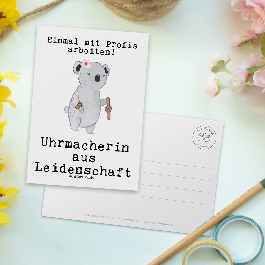 Postkarte Uhrmacherin aus Leidenschaft Geschenkkarte, Grußkarte, Karte, Einladung, Ansichtskarte, Geburtstagskarte, Einladungskarte, Dankeskarte, Beruf, Ausbildung, Jubiläum, Abschied, Rente, Kollege, Kollegin, Geschenk, Schenken, Arbeitskollege, Mitarbeiter, Firma, Danke, Dankeschön