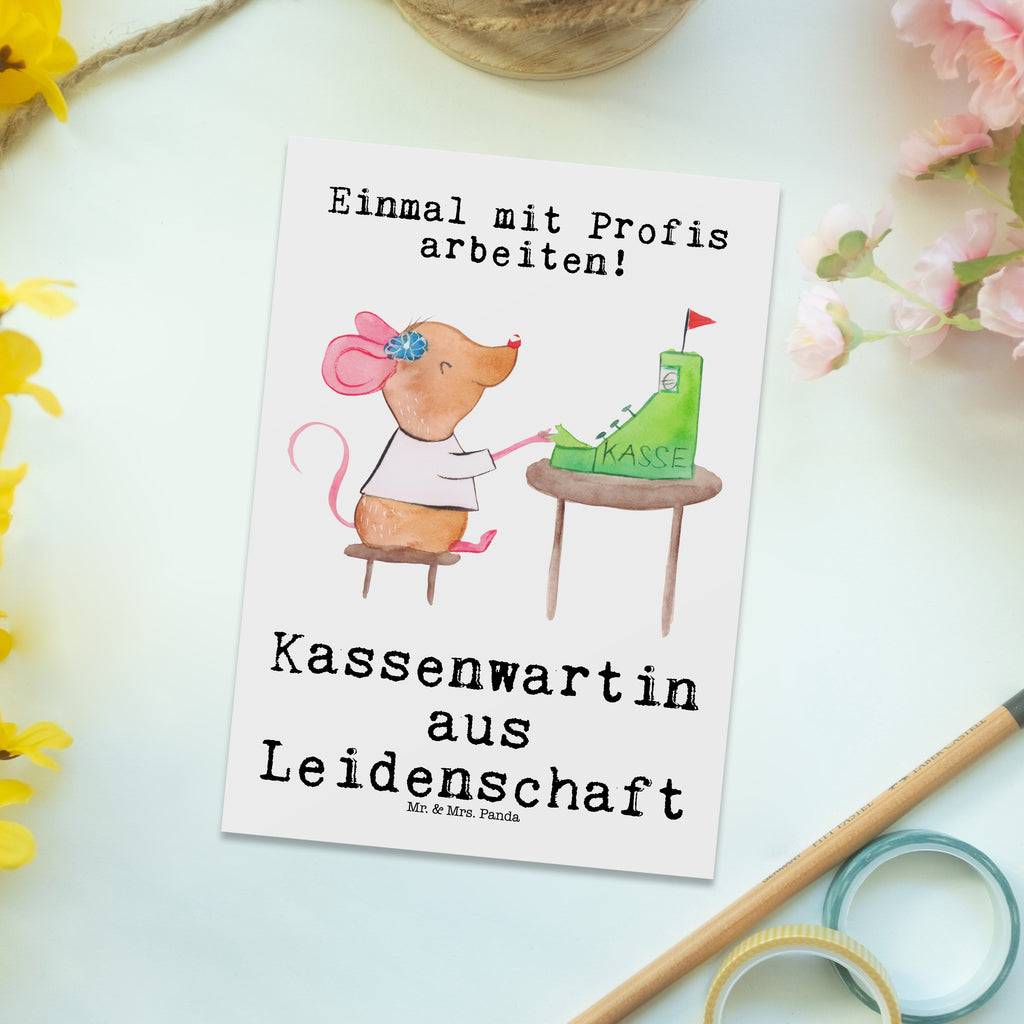 Postkarte Kassenwartin aus Leidenschaft Geschenkkarte, Grußkarte, Karte, Einladung, Ansichtskarte, Geburtstagskarte, Einladungskarte, Dankeskarte, Beruf, Ausbildung, Jubiläum, Abschied, Rente, Kollege, Kollegin, Geschenk, Schenken, Arbeitskollege, Mitarbeiter, Firma, Danke, Dankeschön, Kassenwartin, Schatzmeisterin, Verein