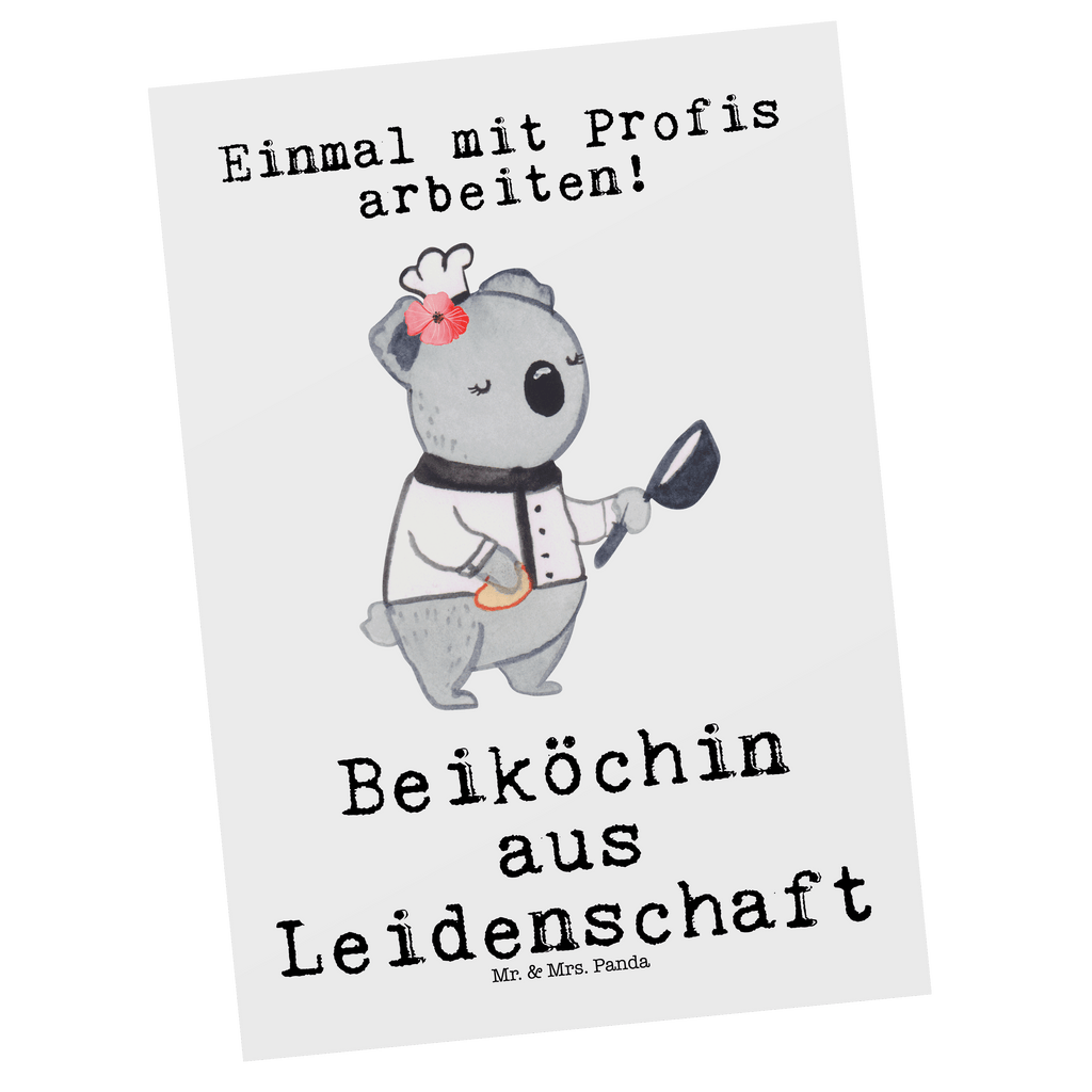 Postkarte Beiköchin aus Leidenschaft Geschenkkarte, Grußkarte, Karte, Einladung, Ansichtskarte, Geburtstagskarte, Einladungskarte, Dankeskarte, Beruf, Ausbildung, Jubiläum, Abschied, Rente, Kollege, Kollegin, Geschenk, Schenken, Arbeitskollege, Mitarbeiter, Firma, Danke, Dankeschön, Beiköchin, Spülhilfe, Hilfsköchin, Jungkoch, Küchenhilfe, Gastronomie, Restaurant, Köchin