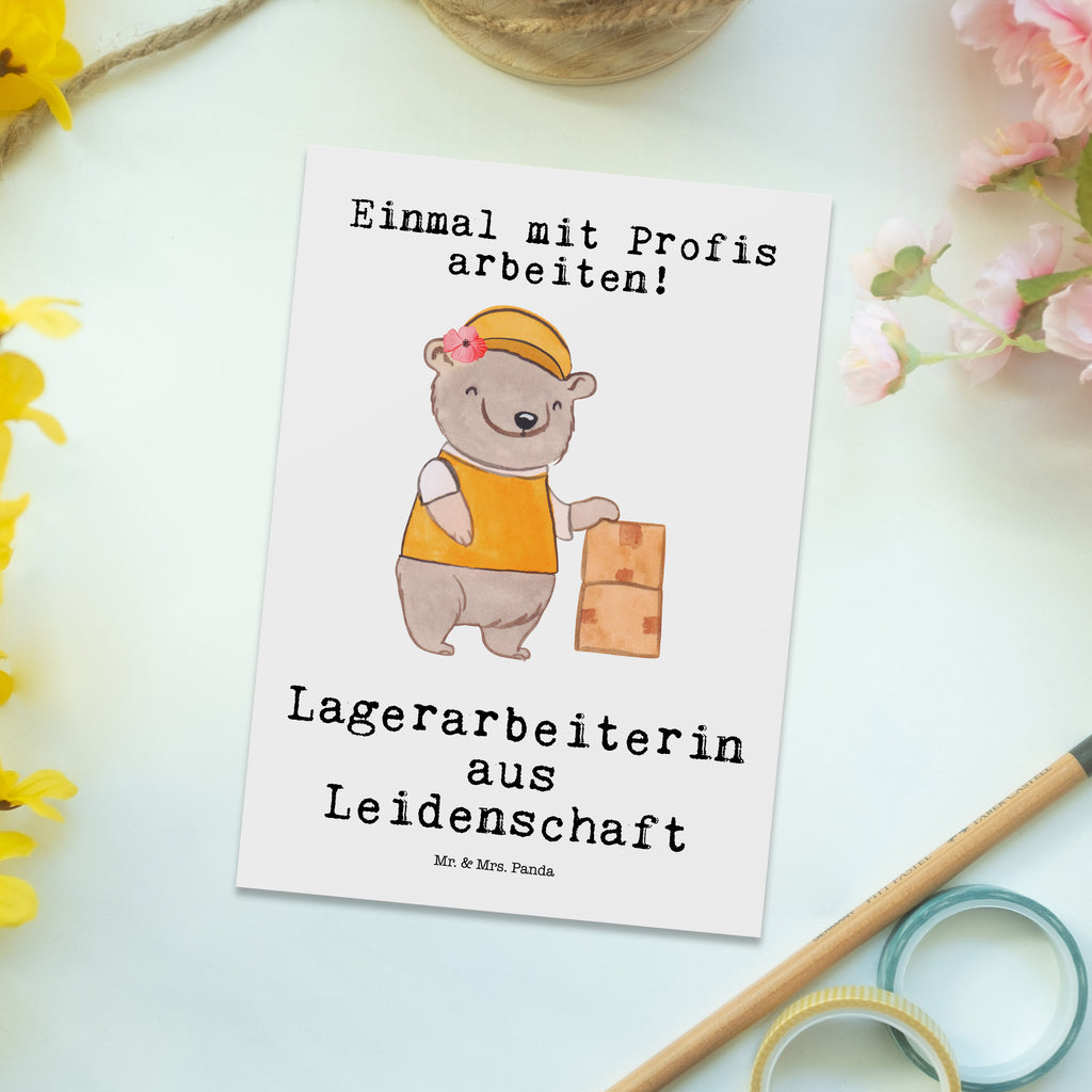 Postkarte Lagerarbeiterin aus Leidenschaft Geschenkkarte, Grußkarte, Karte, Einladung, Ansichtskarte, Geburtstagskarte, Einladungskarte, Dankeskarte, Beruf, Ausbildung, Jubiläum, Abschied, Rente, Kollege, Kollegin, Geschenk, Schenken, Arbeitskollege, Mitarbeiter, Firma, Danke, Dankeschön, Lagerarbeiterin, Fachlageristin, Lageristin, Lagerverwalterin