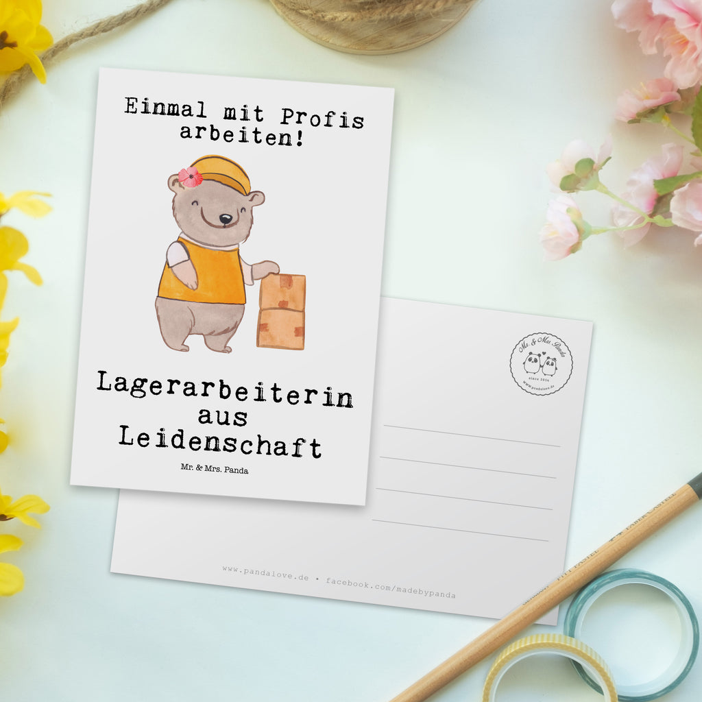 Postkarte Lagerarbeiterin aus Leidenschaft Geschenkkarte, Grußkarte, Karte, Einladung, Ansichtskarte, Geburtstagskarte, Einladungskarte, Dankeskarte, Beruf, Ausbildung, Jubiläum, Abschied, Rente, Kollege, Kollegin, Geschenk, Schenken, Arbeitskollege, Mitarbeiter, Firma, Danke, Dankeschön, Lagerarbeiterin, Fachlageristin, Lageristin, Lagerverwalterin