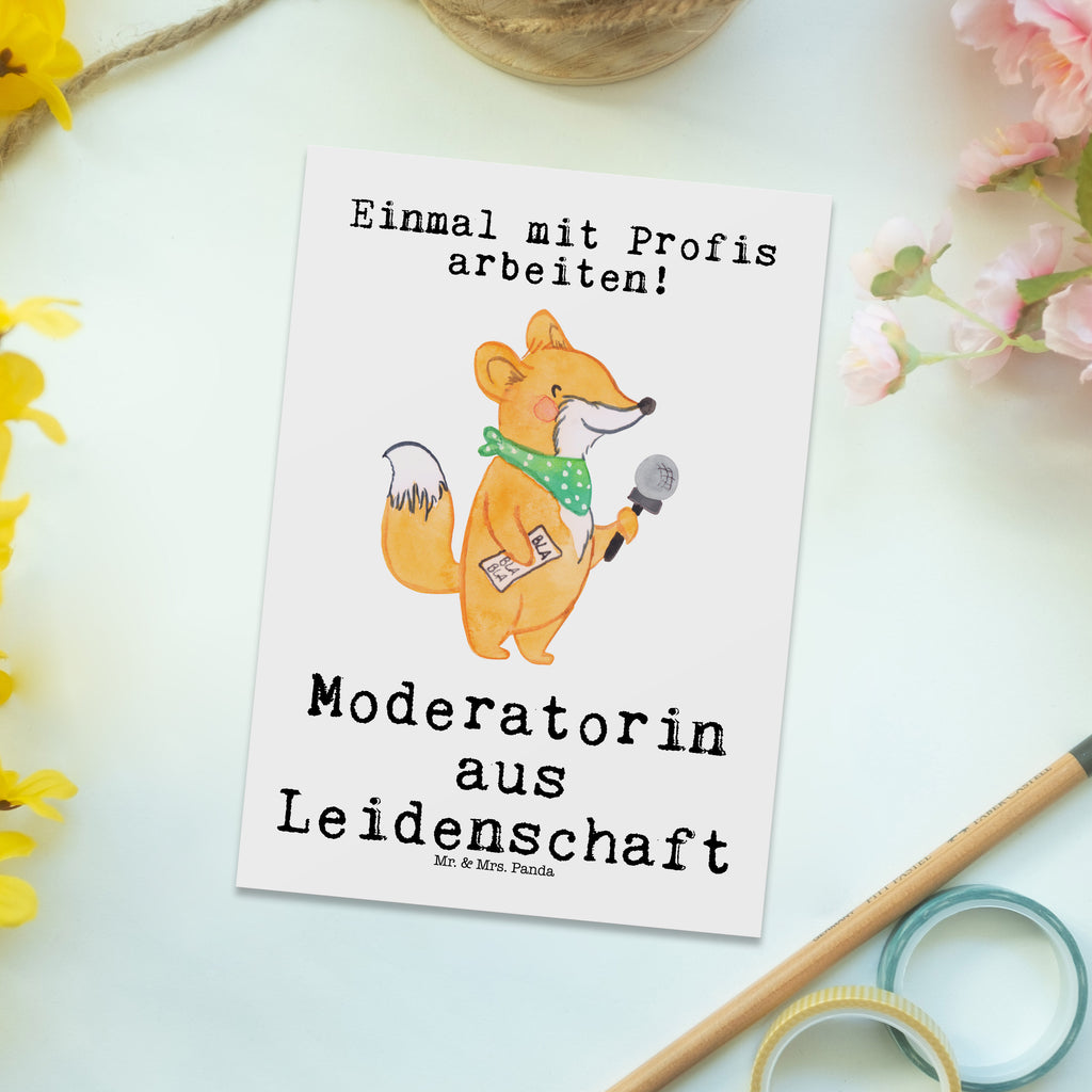 Postkarte Moderatorin aus Leidenschaft Geschenkkarte, Grußkarte, Karte, Einladung, Ansichtskarte, Geburtstagskarte, Einladungskarte, Dankeskarte, Beruf, Ausbildung, Jubiläum, Abschied, Rente, Kollege, Kollegin, Geschenk, Schenken, Arbeitskollege, Mitarbeiter, Firma, Danke, Dankeschön