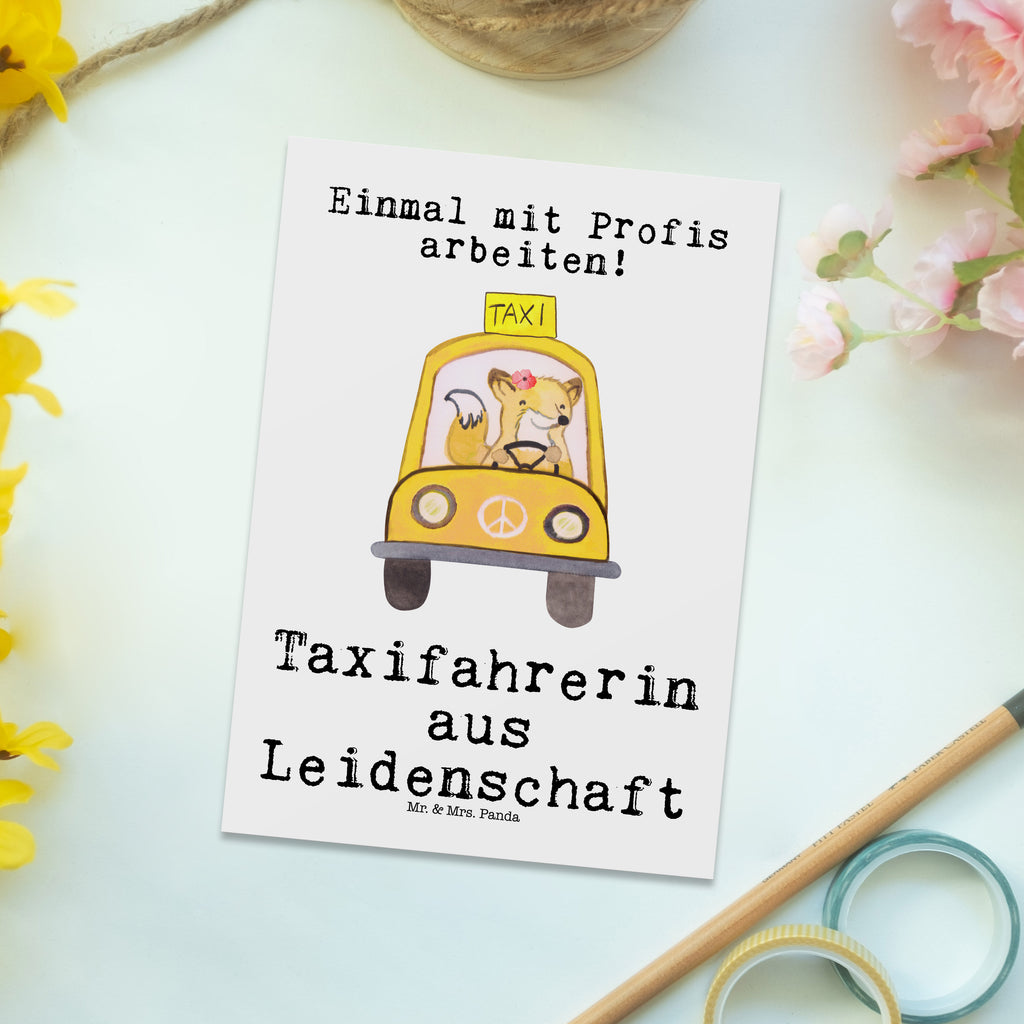 Postkarte Taxifahrerin aus Leidenschaft Geschenkkarte, Grußkarte, Karte, Einladung, Ansichtskarte, Geburtstagskarte, Einladungskarte, Beruf, Ausbildung, Jubiläum, Abschied, Rente, Kollege, Kollegin, Geschenk, Schenken, Arbeitskollege, Mitarbeiter, Firma, Danke, Dankeschön