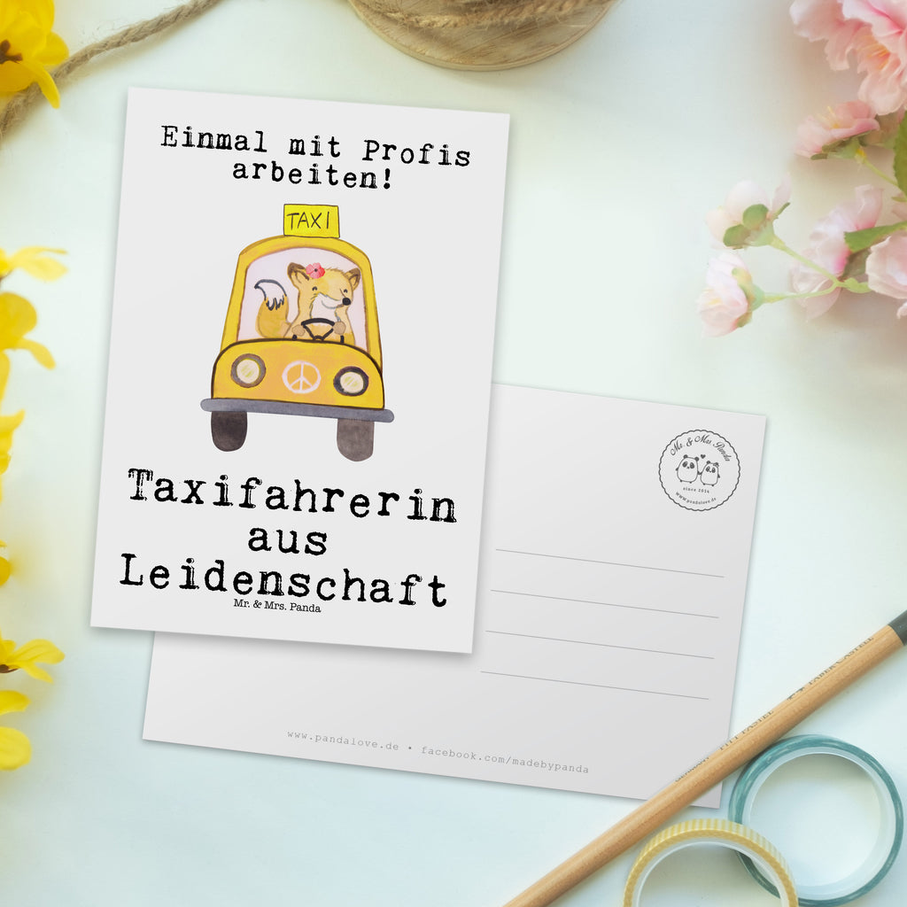Postkarte Taxifahrerin aus Leidenschaft Geschenkkarte, Grußkarte, Karte, Einladung, Ansichtskarte, Geburtstagskarte, Einladungskarte, Beruf, Ausbildung, Jubiläum, Abschied, Rente, Kollege, Kollegin, Geschenk, Schenken, Arbeitskollege, Mitarbeiter, Firma, Danke, Dankeschön