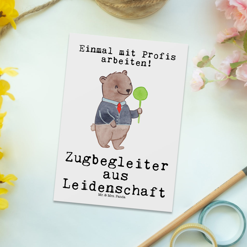 Postkarte Zugbegleiter aus Leidenschaft Geschenkkarte, Grußkarte, Karte, Einladung, Ansichtskarte, Geburtstagskarte, Einladungskarte, Beruf, Ausbildung, Jubiläum, Abschied, Rente, Kollege, Kollegin, Geschenk, Schenken, Arbeitskollege, Mitarbeiter, Firma, Danke, Dankeschön