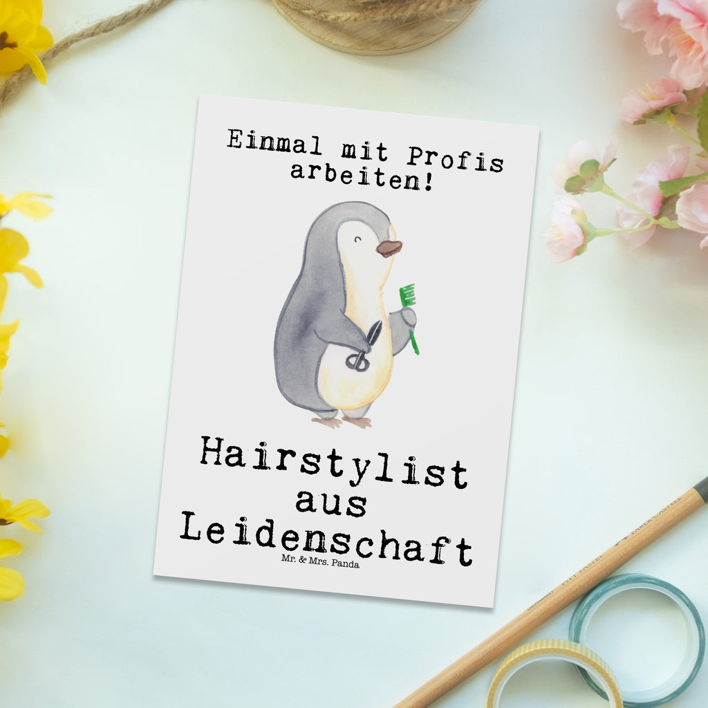 Postkarte Hairstylist aus Leidenschaft Geschenkkarte, Grußkarte, Karte, Einladung, Ansichtskarte, Geburtstagskarte, Einladungskarte, Dankeskarte, Beruf, Ausbildung, Jubiläum, Abschied, Rente, Kollege, Kollegin, Geschenk, Schenken, Arbeitskollege, Mitarbeiter, Firma, Danke, Dankeschön, Frisör, Haarstylist, Hairstylist, Friseursalon, Barbier, Coiffeur, Eröffnung Friseur