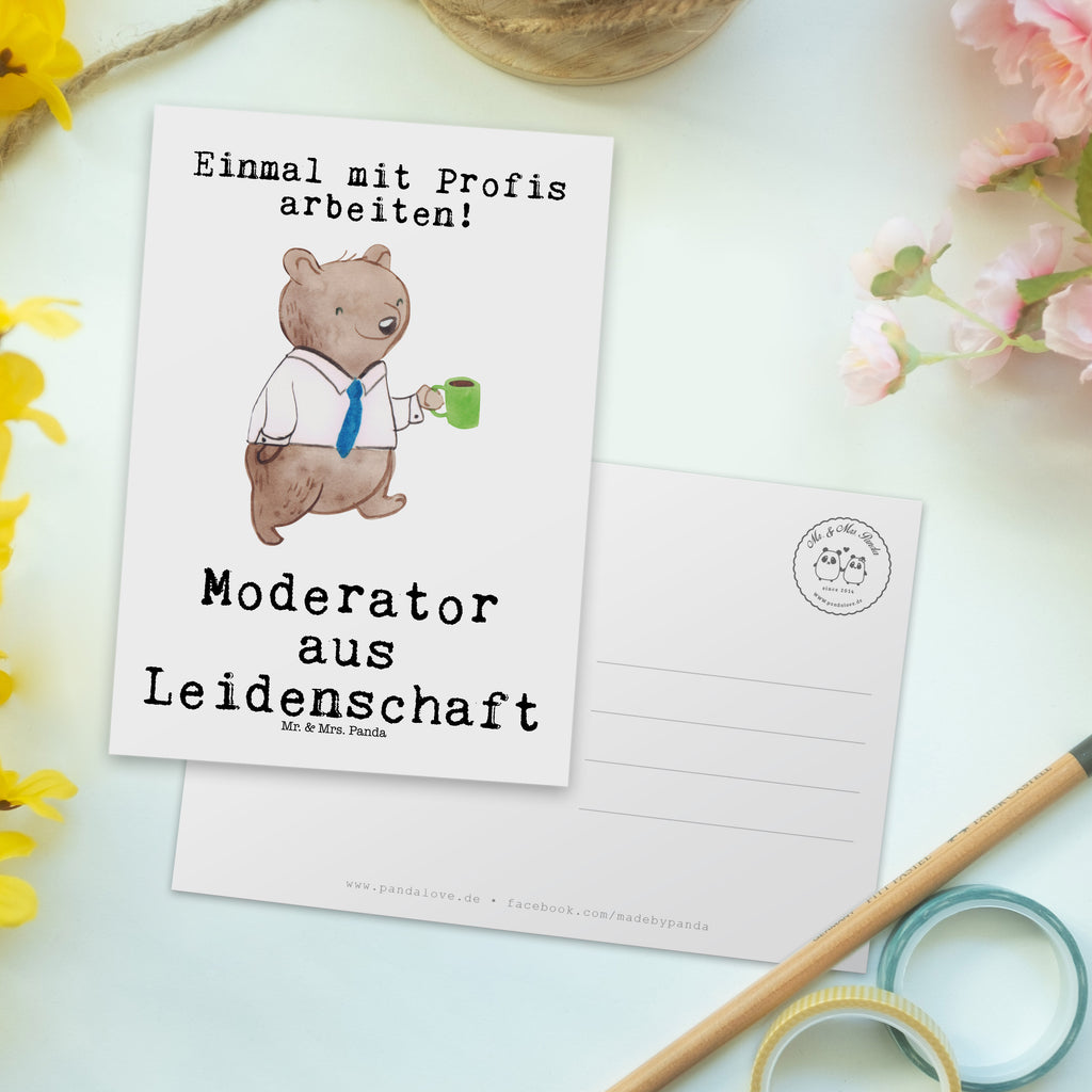 Postkarte Moderator aus Leidenschaft Geschenkkarte, Grußkarte, Karte, Einladung, Ansichtskarte, Geburtstagskarte, Einladungskarte, Beruf, Ausbildung, Jubiläum, Abschied, Rente, Kollege, Kollegin, Geschenk, Schenken, Arbeitskollege, Mitarbeiter, Firma, Danke, Dankeschön