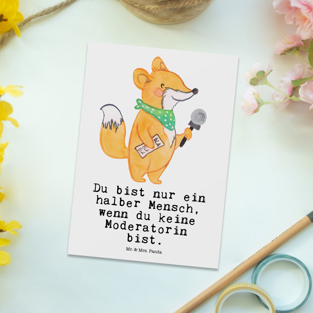 Postkarte Moderatorin mit Herz Geschenkkarte, Grußkarte, Karte, Einladung, Ansichtskarte, Geburtstagskarte, Einladungskarte, Dankeskarte, Beruf, Ausbildung, Jubiläum, Abschied, Rente, Kollege, Kollegin, Geschenk, Schenken, Arbeitskollege, Mitarbeiter, Firma, Danke, Dankeschön