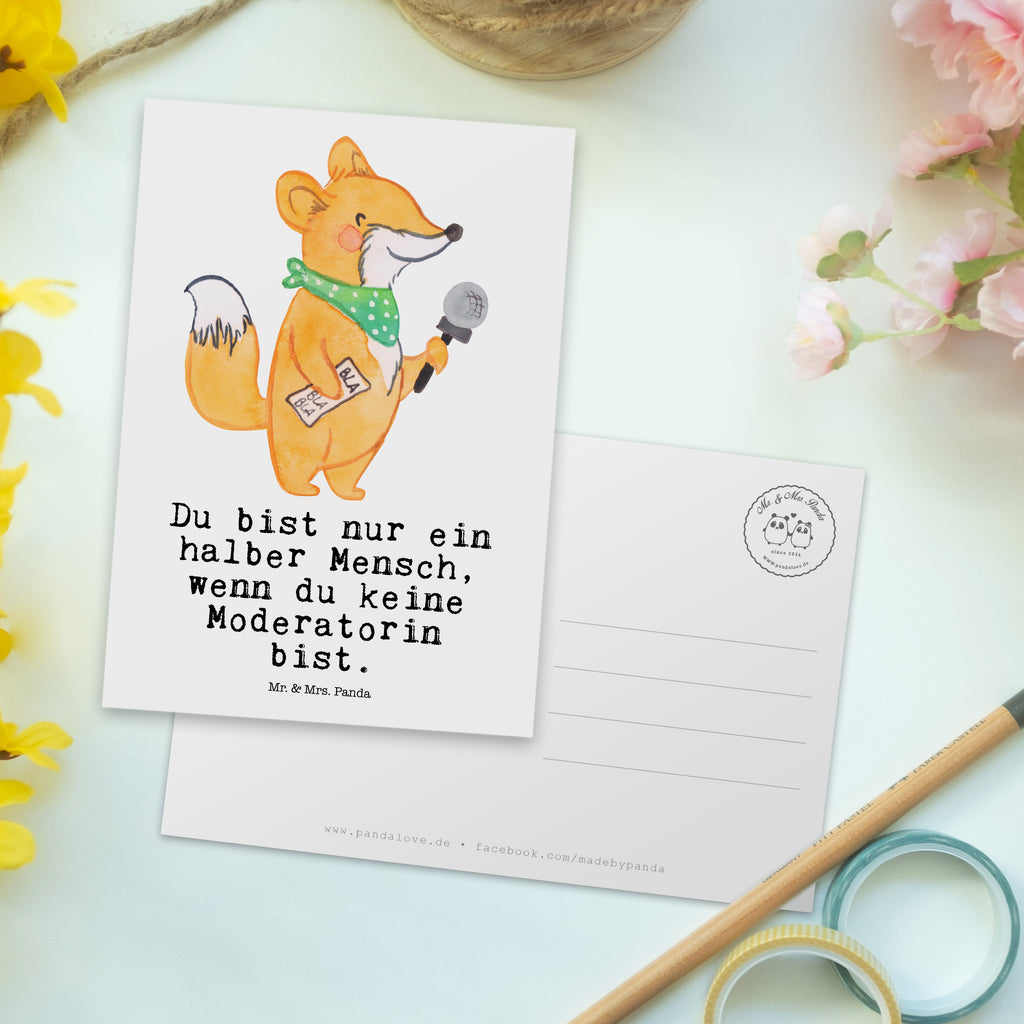 Postkarte Moderatorin mit Herz Geschenkkarte, Grußkarte, Karte, Einladung, Ansichtskarte, Geburtstagskarte, Einladungskarte, Dankeskarte, Beruf, Ausbildung, Jubiläum, Abschied, Rente, Kollege, Kollegin, Geschenk, Schenken, Arbeitskollege, Mitarbeiter, Firma, Danke, Dankeschön