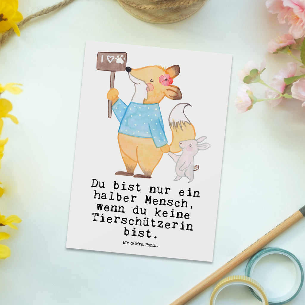 Postkarte Tierschützerin mit Herz Geschenkkarte, Grußkarte, Karte, Einladung, Ansichtskarte, Geburtstagskarte, Einladungskarte, Dankeskarte, Beruf, Ausbildung, Jubiläum, Abschied, Rente, Kollege, Kollegin, Geschenk, Schenken, Arbeitskollege, Mitarbeiter, Firma, Danke, Dankeschön