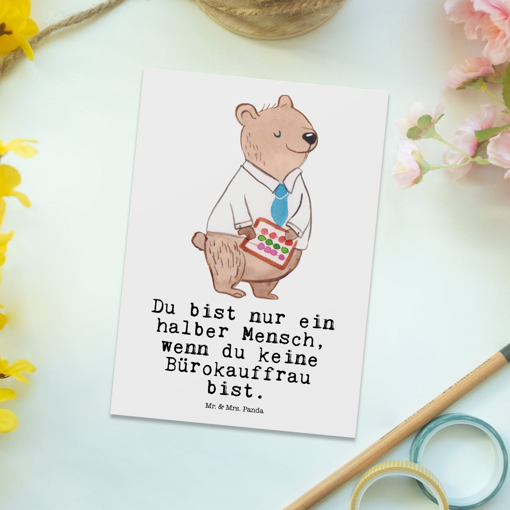 Postkarte Bürokauffrau mit Herz Geschenkkarte, Grußkarte, Karte, Einladung, Ansichtskarte, Geburtstagskarte, Einladungskarte, Beruf, Ausbildung, Jubiläum, Abschied, Rente, Kollege, Kollegin, Geschenk, Schenken, Arbeitskollege, Mitarbeiter, Firma, Danke, Dankeschön, Bürokauffrau, Kauffrau für Büromanagement