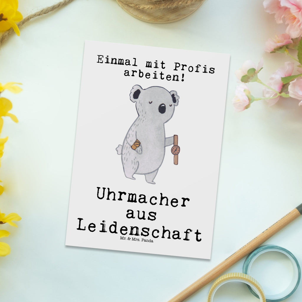 Postkarte Uhrmacher aus Leidenschaft Geschenkkarte, Grußkarte, Karte, Einladung, Ansichtskarte, Geburtstagskarte, Einladungskarte, Dankeskarte, Beruf, Ausbildung, Jubiläum, Abschied, Rente, Kollege, Kollegin, Geschenk, Schenken, Arbeitskollege, Mitarbeiter, Firma, Danke, Dankeschön