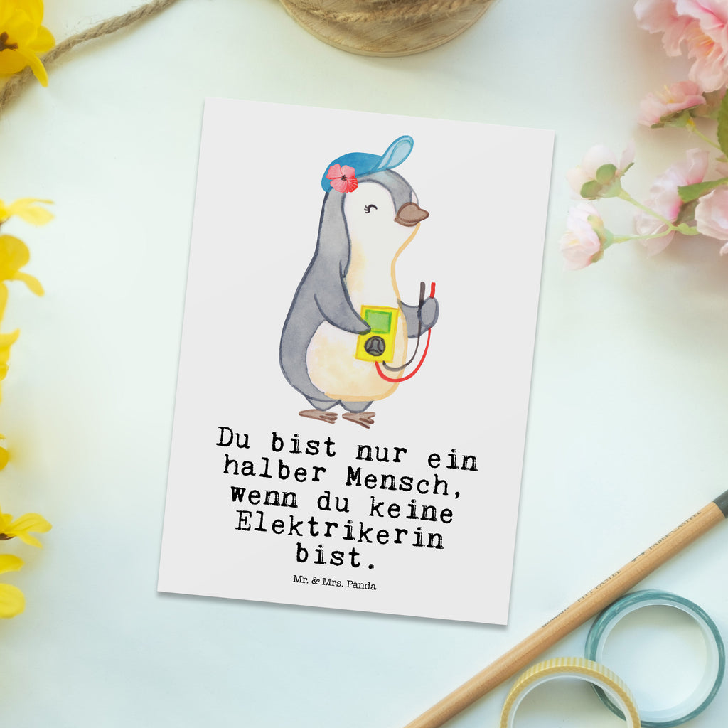 Postkarte Elektrikerin mit Herz Geschenkkarte, Grußkarte, Karte, Einladung, Ansichtskarte, Geburtstagskarte, Einladungskarte, Dankeskarte, Beruf, Ausbildung, Jubiläum, Abschied, Rente, Kollege, Kollegin, Geschenk, Schenken, Arbeitskollege, Mitarbeiter, Firma, Danke, Dankeschön, Elektrikerin, Elektronmonteurin, Elektrotechnikerin, Elektroinstallateurin, Elektromeisterin, Gesellenprüfung