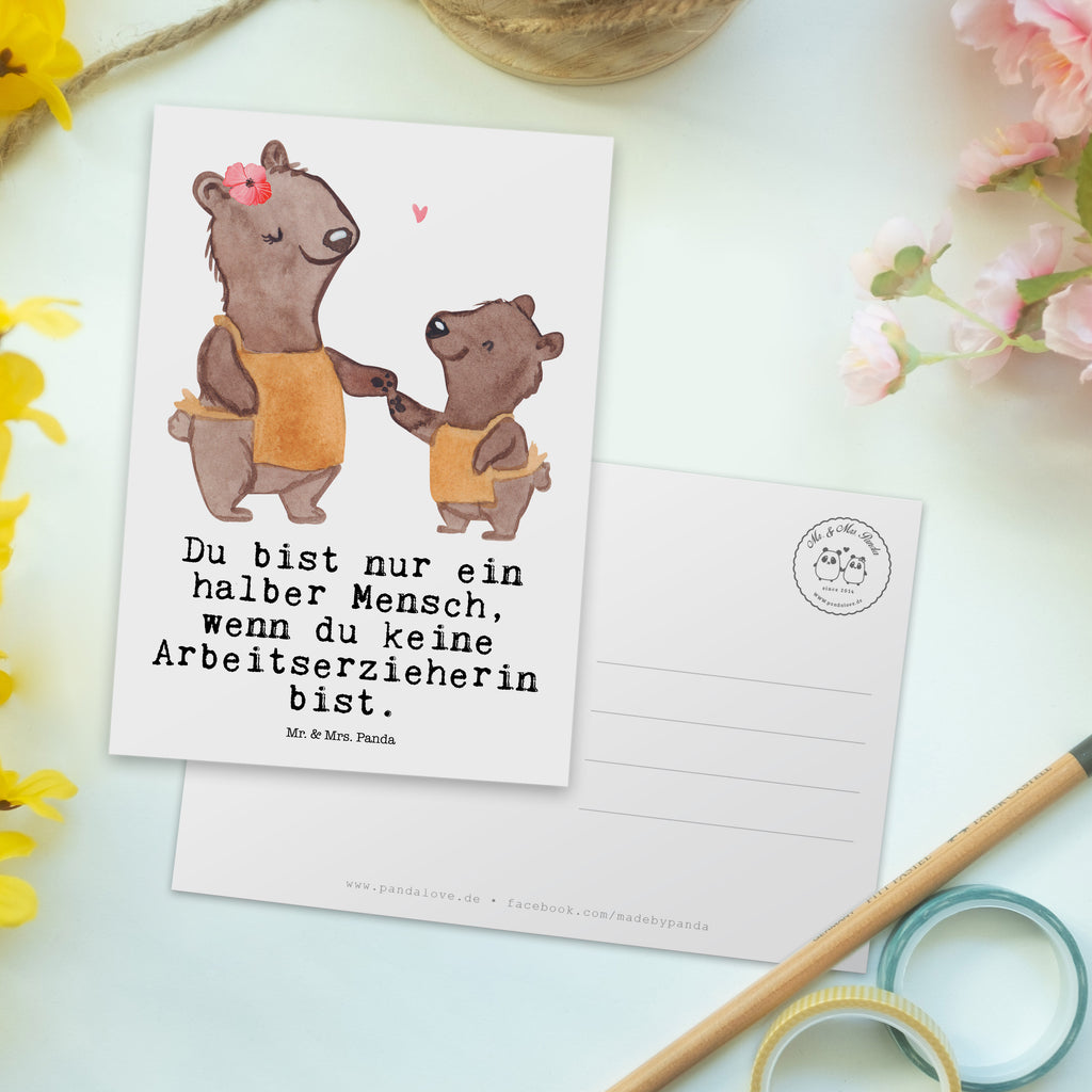 Postkarte Arbeitserzieherin mit Herz Geschenkkarte, Grußkarte, Karte, Einladung, Ansichtskarte, Geburtstagskarte, Einladungskarte, Beruf, Ausbildung, Jubiläum, Abschied, Rente, Kollege, Kollegin, Geschenk, Schenken, Arbeitskollege, Mitarbeiter, Firma, Danke, Dankeschön, Arbeitserzieherin, Arbeitspädagogin, Studium