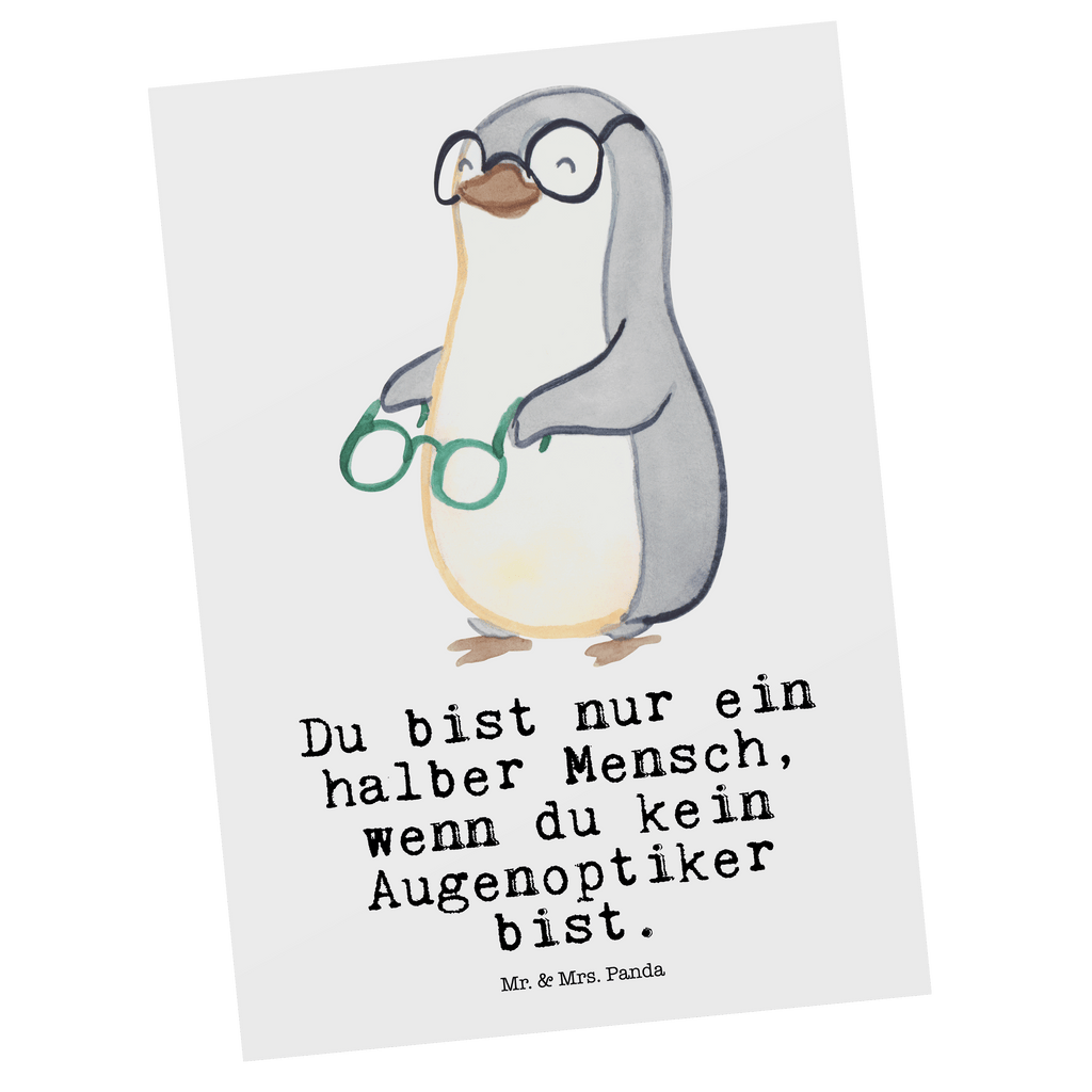 Postkarte Augenoptiker mit Herz Geschenkkarte, Grußkarte, Karte, Einladung, Ansichtskarte, Geburtstagskarte, Einladungskarte, Beruf, Ausbildung, Jubiläum, Abschied, Rente, Kollege, Kollegin, Geschenk, Schenken, Arbeitskollege, Mitarbeiter, Firma, Danke, Dankeschön, Augenoptiker, Optiker, Augenarzt, Optometrist, Brillenverkäufer, Brillengeschäft, Eröffnung