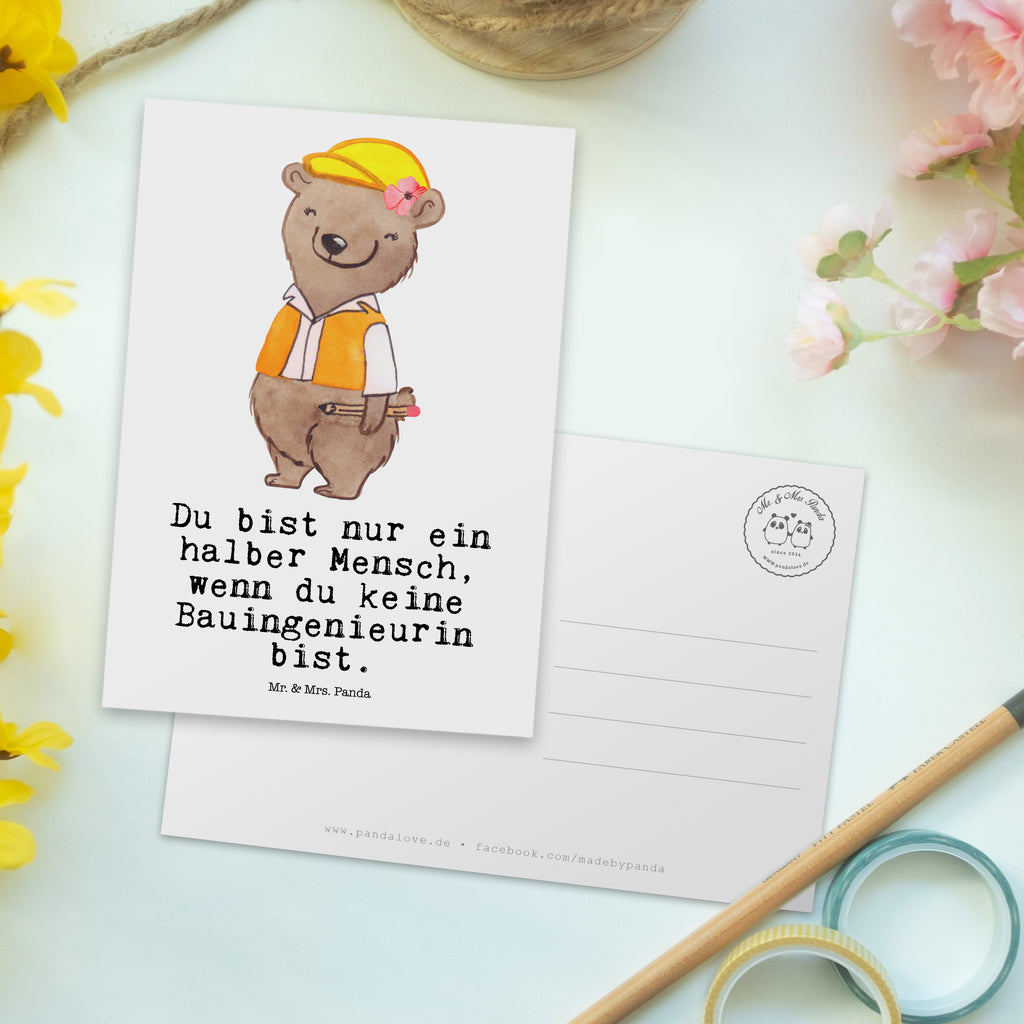 Postkarte Bauingenieurin mit Herz Geschenkkarte, Grußkarte, Karte, Einladung, Ansichtskarte, Geburtstagskarte, Einladungskarte, Beruf, Ausbildung, Jubiläum, Abschied, Rente, Kollege, Kollegin, Geschenk, Schenken, Arbeitskollege, Mitarbeiter, Firma, Danke, Dankeschön, Bauingenieurin, Statikerin, Ingeniuerin, Baustelle, Studium