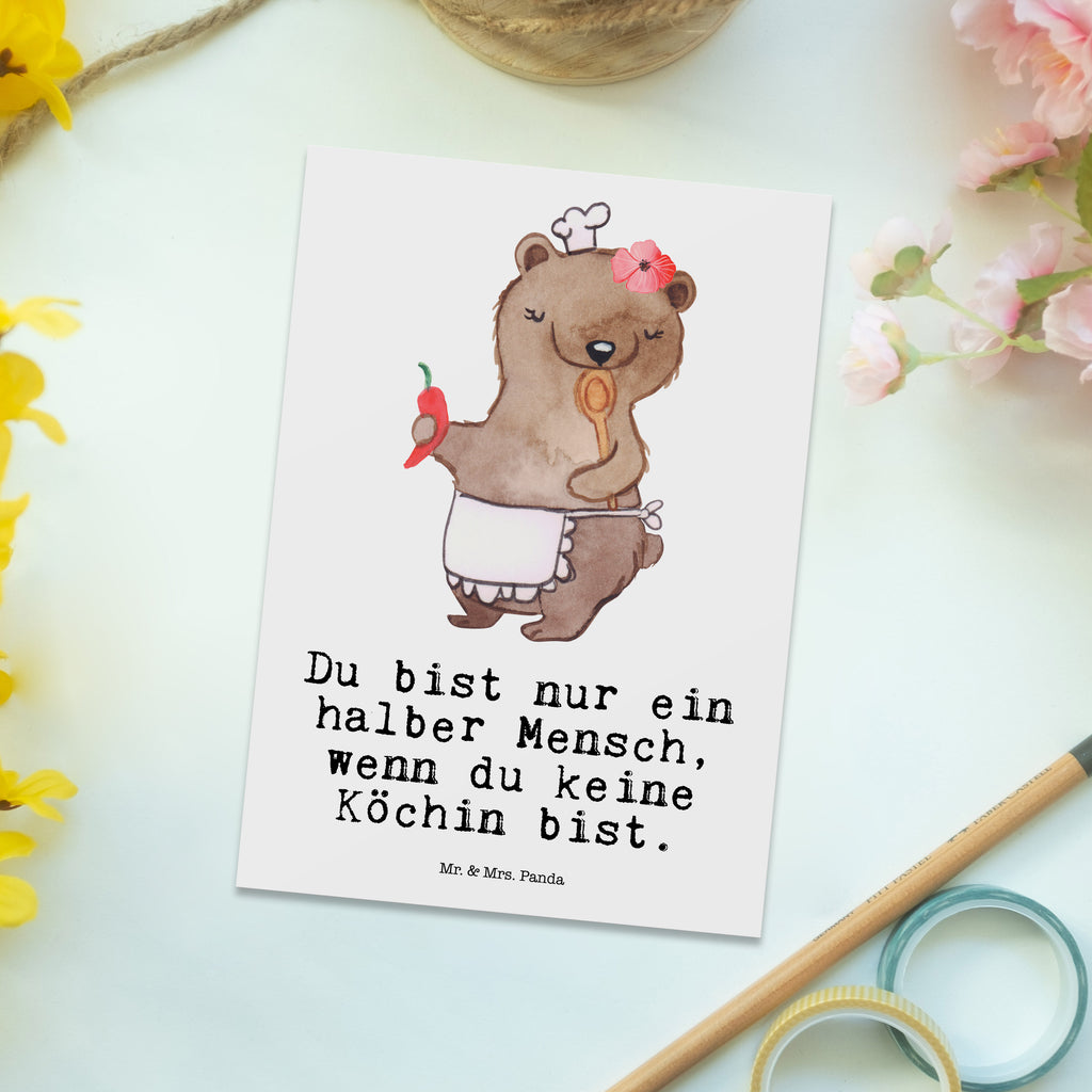 Postkarte Köchin mit Herz Geschenkkarte, Grußkarte, Karte, Einladung, Ansichtskarte, Geburtstagskarte, Einladungskarte, Dankeskarte, Beruf, Ausbildung, Jubiläum, Abschied, Rente, Kollege, Kollegin, Geschenk, Schenken, Arbeitskollege, Mitarbeiter, Firma, Danke, Dankeschön, Köchin, Chefköchin, Küchenchefin, Küchenmeisterin, Schiffsköchin, Sterneköchin, Fernsehköchin, Restaurant