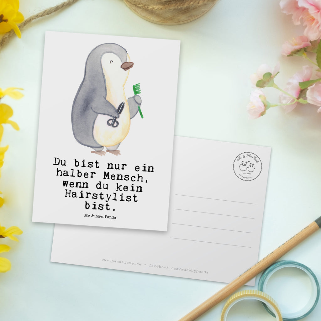 Postkarte Hairstylist mit Herz Geschenkkarte, Grußkarte, Karte, Einladung, Ansichtskarte, Geburtstagskarte, Einladungskarte, Dankeskarte, Beruf, Ausbildung, Jubiläum, Abschied, Rente, Kollege, Kollegin, Geschenk, Schenken, Arbeitskollege, Mitarbeiter, Firma, Danke, Dankeschön, Frisör, Haarstylist, Hairstylist, Friseursalon, Barbier, Coiffeur, Eröffnung Friseur