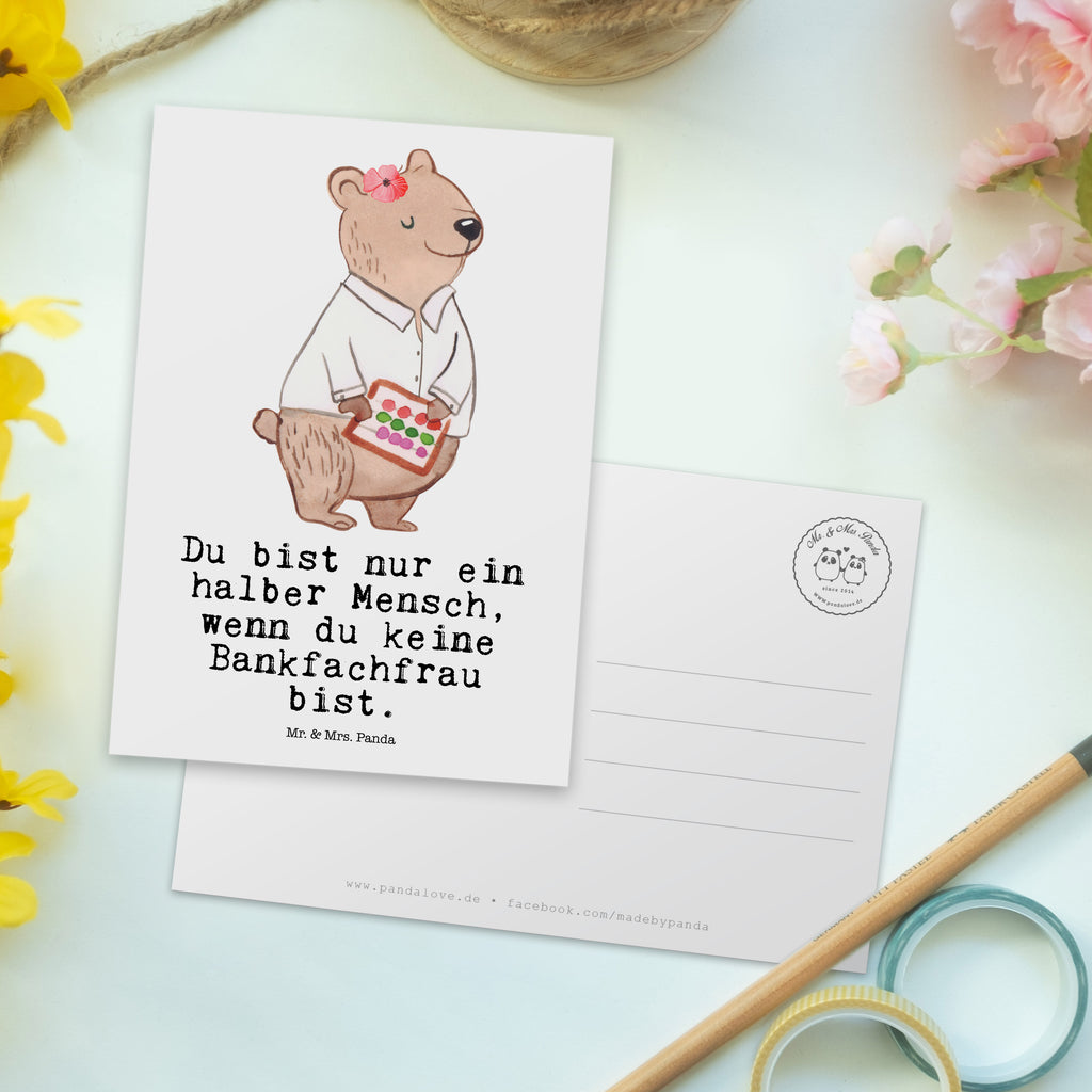 Postkarte Bankfachfrau mit Herz Geschenkkarte, Grußkarte, Karte, Einladung, Ansichtskarte, Geburtstagskarte, Einladungskarte, Dankeskarte, Beruf, Ausbildung, Jubiläum, Abschied, Rente, Kollege, Kollegin, Geschenk, Schenken, Arbeitskollege, Mitarbeiter, Firma, Danke, Dankeschön, Bankfachfrau, Bankangestellte, Bänkerin, Bankberaterin