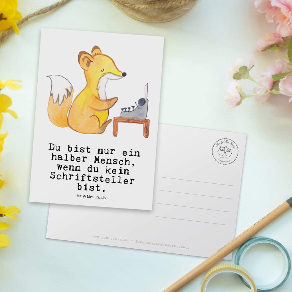 Postkarte Schriftsteller mit Herz Geschenkkarte, Grußkarte, Karte, Einladung, Ansichtskarte, Geburtstagskarte, Einladungskarte, Dankeskarte, Beruf, Ausbildung, Jubiläum, Abschied, Rente, Kollege, Kollegin, Geschenk, Schenken, Arbeitskollege, Mitarbeiter, Firma, Danke, Dankeschön, Autor, Buchveröffentlichung, Schriftsteller, Verlag, Geschichtenschreiber, Hobbyautor