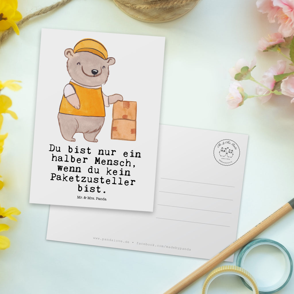 Postkarte Paketzusteller mit Herz Geschenkkarte, Grußkarte, Karte, Einladung, Ansichtskarte, Geburtstagskarte, Einladungskarte, Dankeskarte, Beruf, Ausbildung, Jubiläum, Abschied, Rente, Kollege, Kollegin, Geschenk, Schenken, Arbeitskollege, Mitarbeiter, Firma, Danke, Dankeschön, Paketzusteller, Paketbote, Zustellservice Pakete