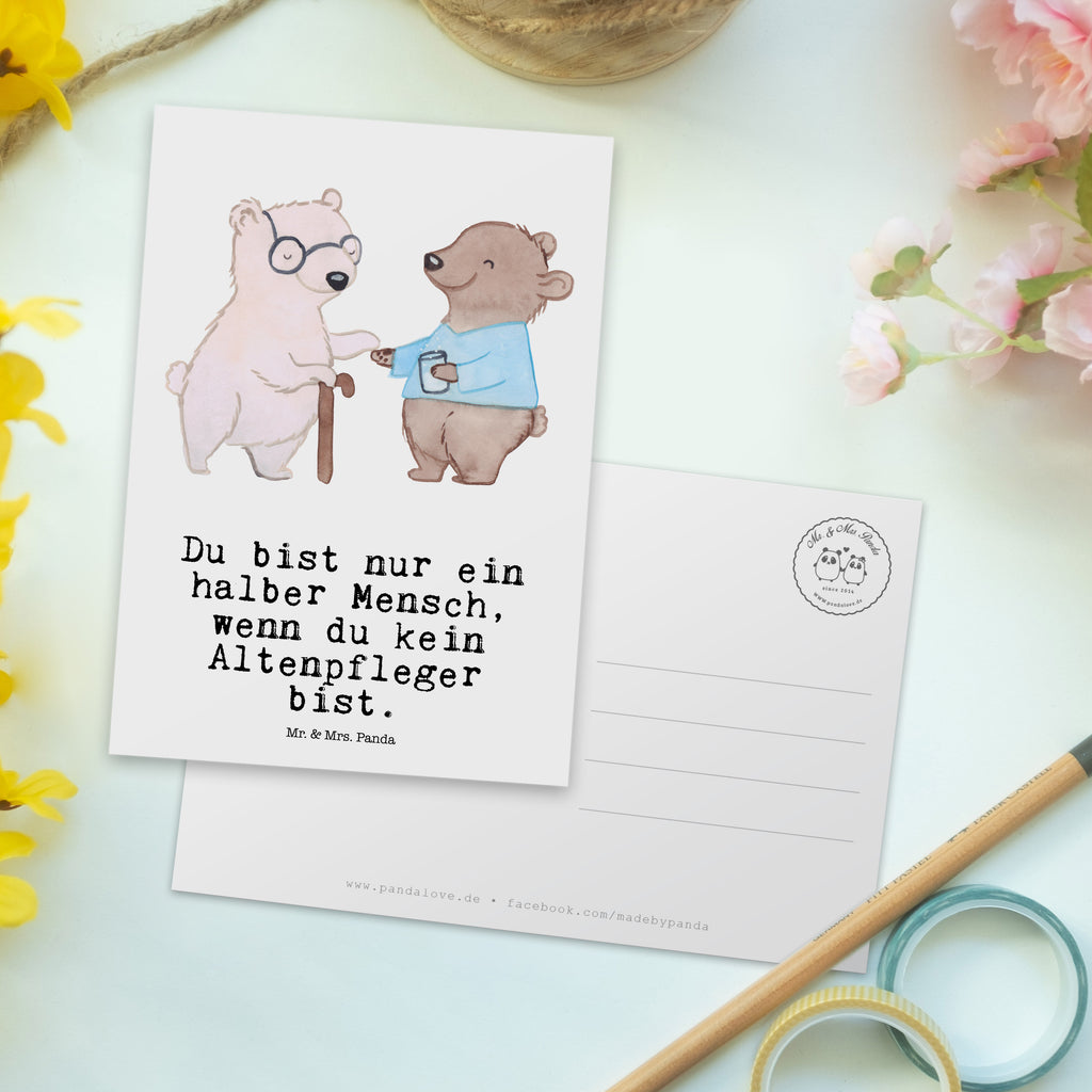 Postkarte Altenpfleger mit Herz Geschenkkarte, Grußkarte, Karte, Einladung, Ansichtskarte, Geburtstagskarte, Einladungskarte, Beruf, Ausbildung, Jubiläum, Abschied, Rente, Kollege, Kollegin, Geschenk, Schenken, Arbeitskollege, Mitarbeiter, Firma, Danke, Dankeschön, Altenpfleger, Pfleger, Altenheim Eröffnung